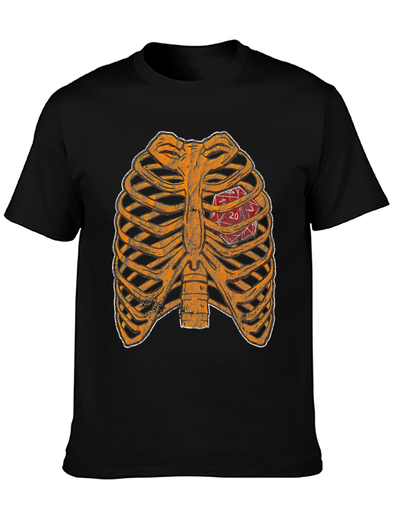 D20 Heartbeat T-Shirt - Gamer Ribcage Graphic Tee