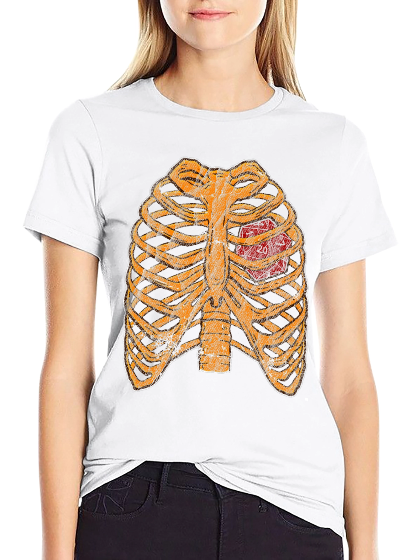 D20 Heartbeat T-Shirt - Gamer Ribcage Graphic Tee