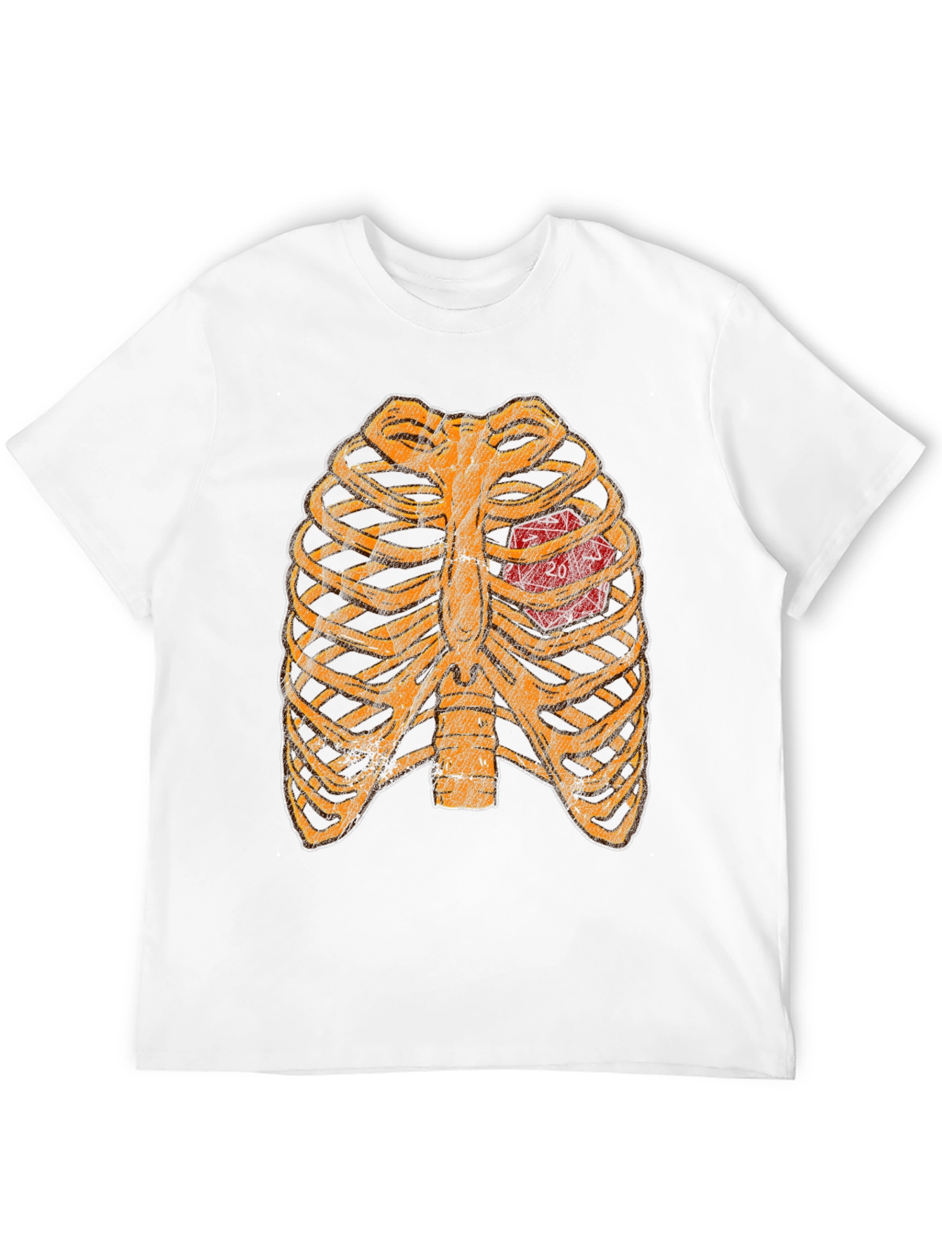 D20 Heartbeat T-Shirt - Gamer Ribcage Graphic Tee