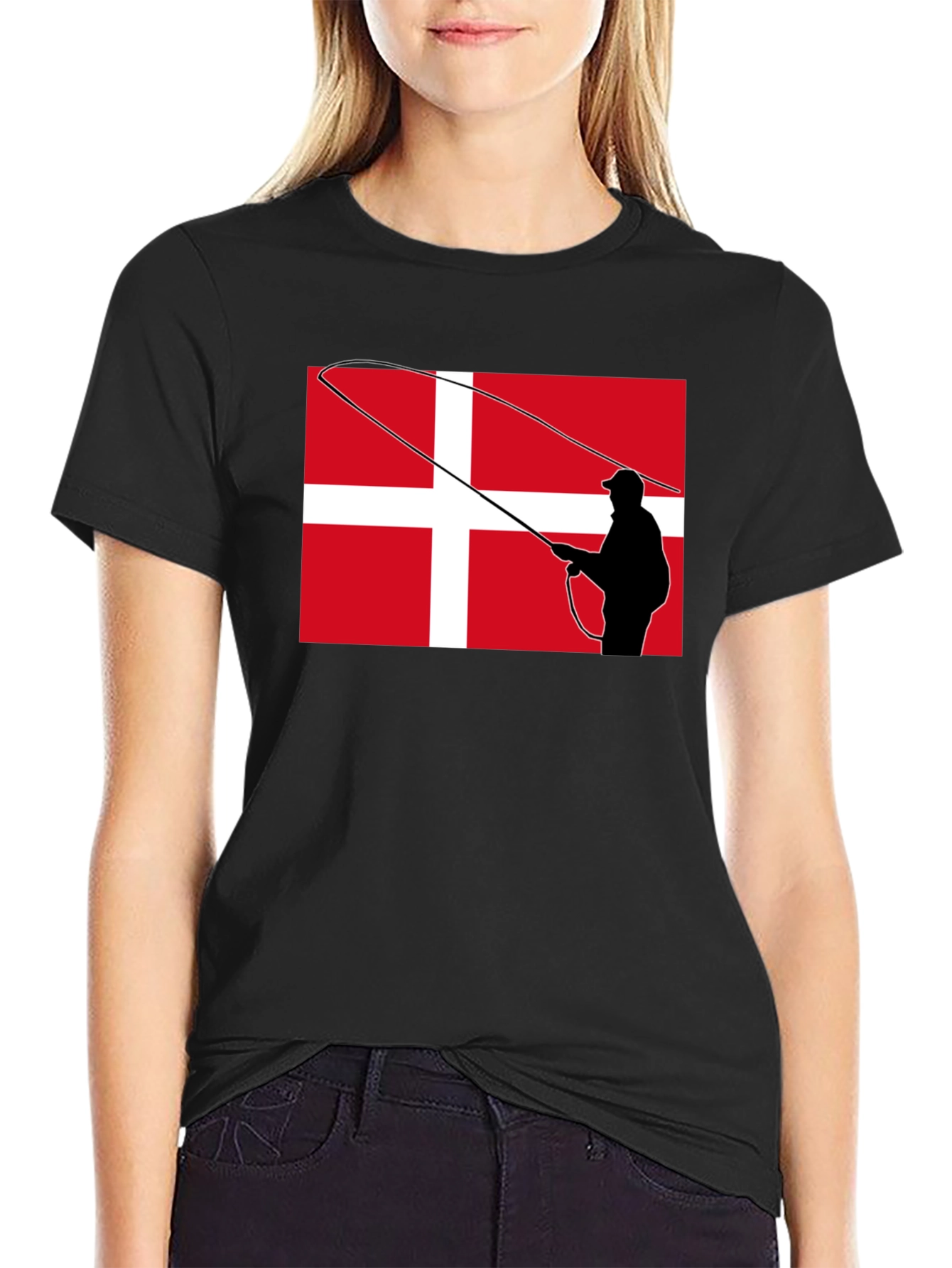Danish Angler T-Shirt - Denmark Flag Fishing Tee