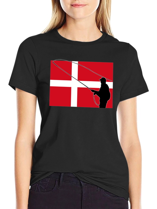 Danish Angler T-Shirt - Denmark Flag Fishing Tee