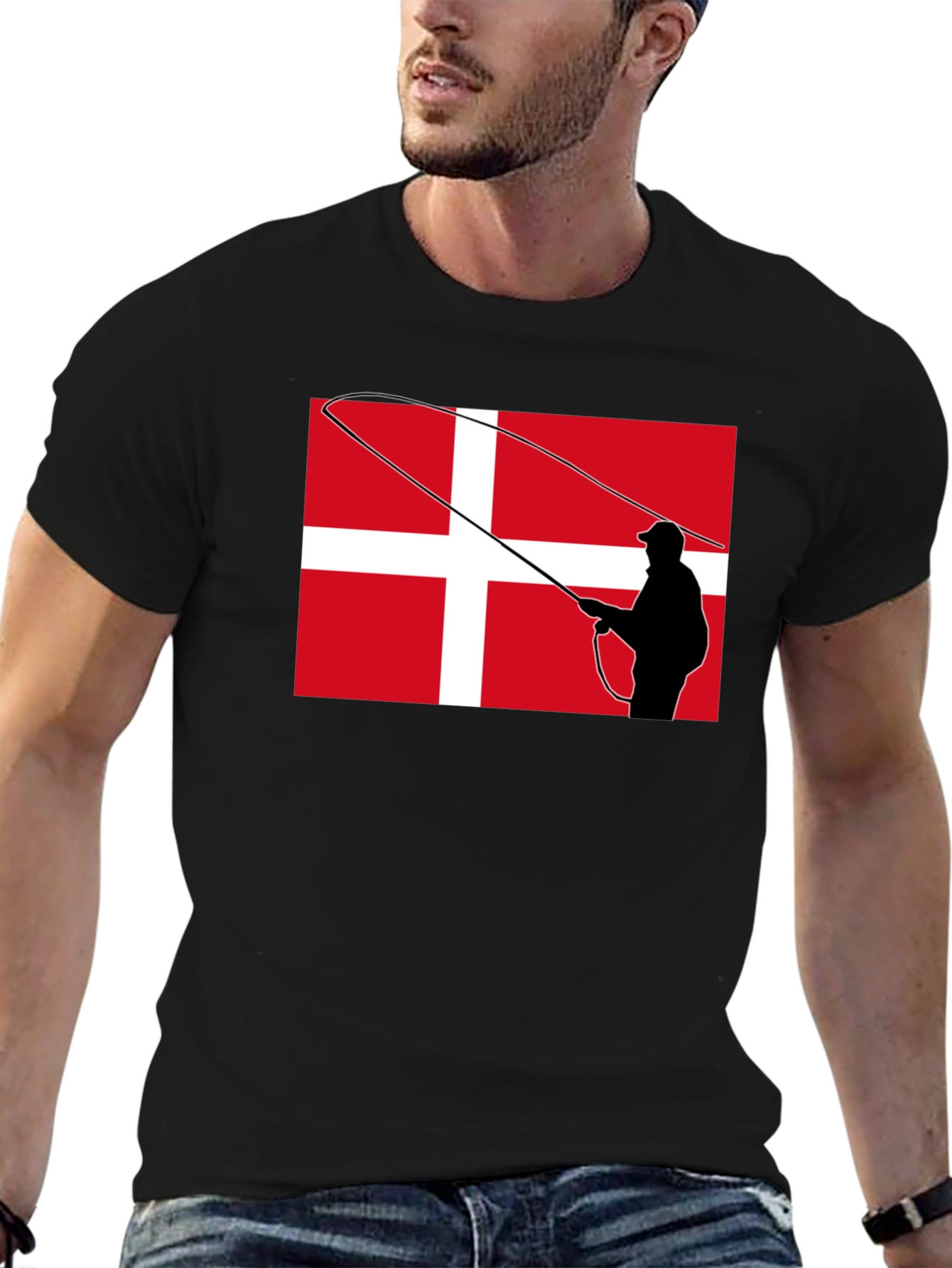 Danish Angler T-Shirt - Denmark Flag Fishing Tee