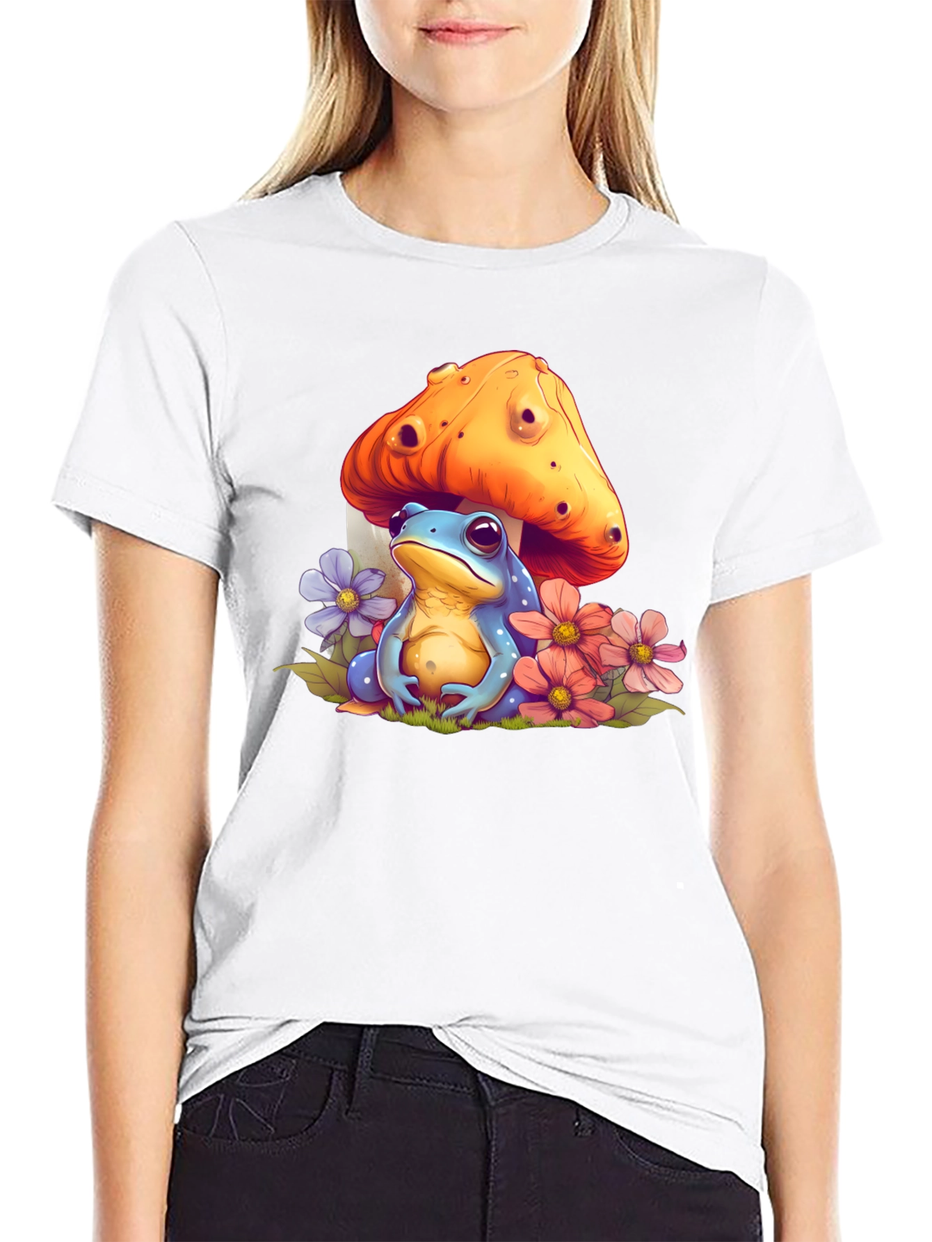 Frog Mushroom Black T-Shirt