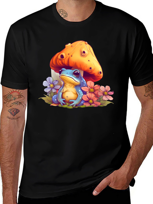 Frog Mushroom Black T-Shirt
