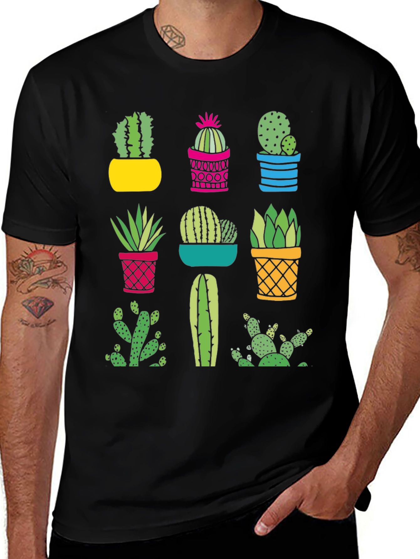 Cactus Graphic Print Crew Neck T-Shirt