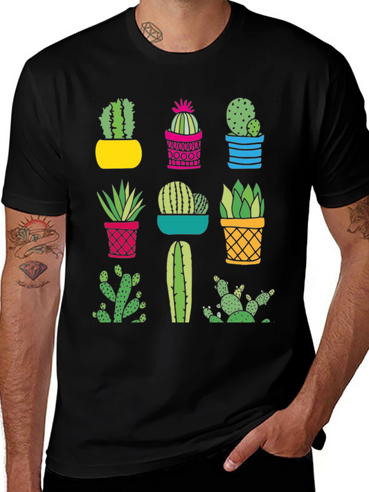 Cactus Graphic Print Crew Neck T-Shirt