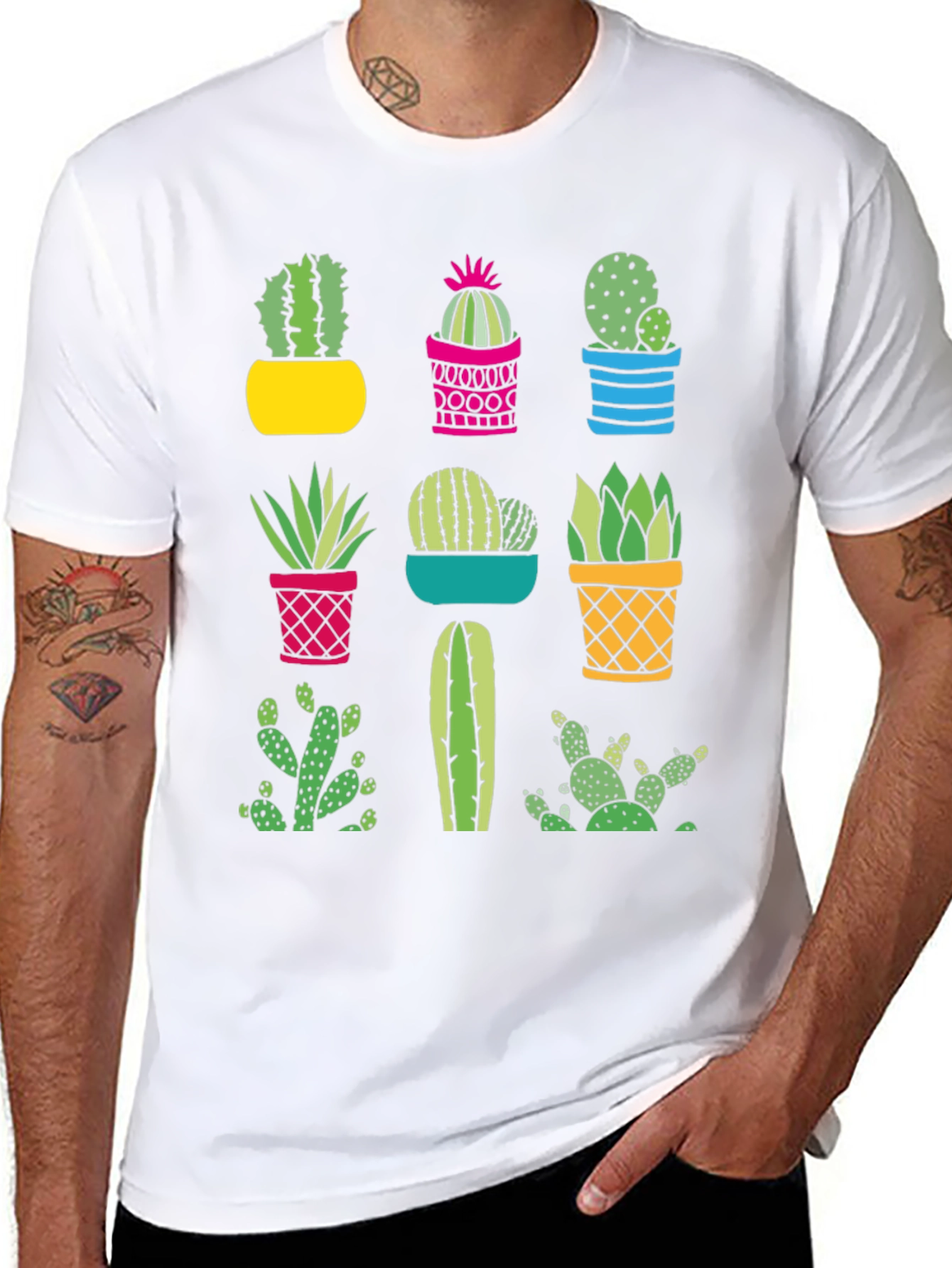 Cactus Graphic Print Crew Neck T-Shirt