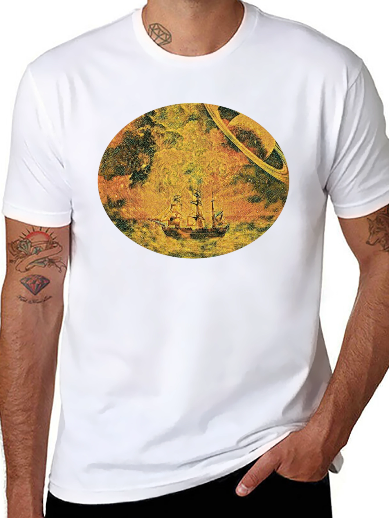 Cosmic Galleon Black T-Shirt