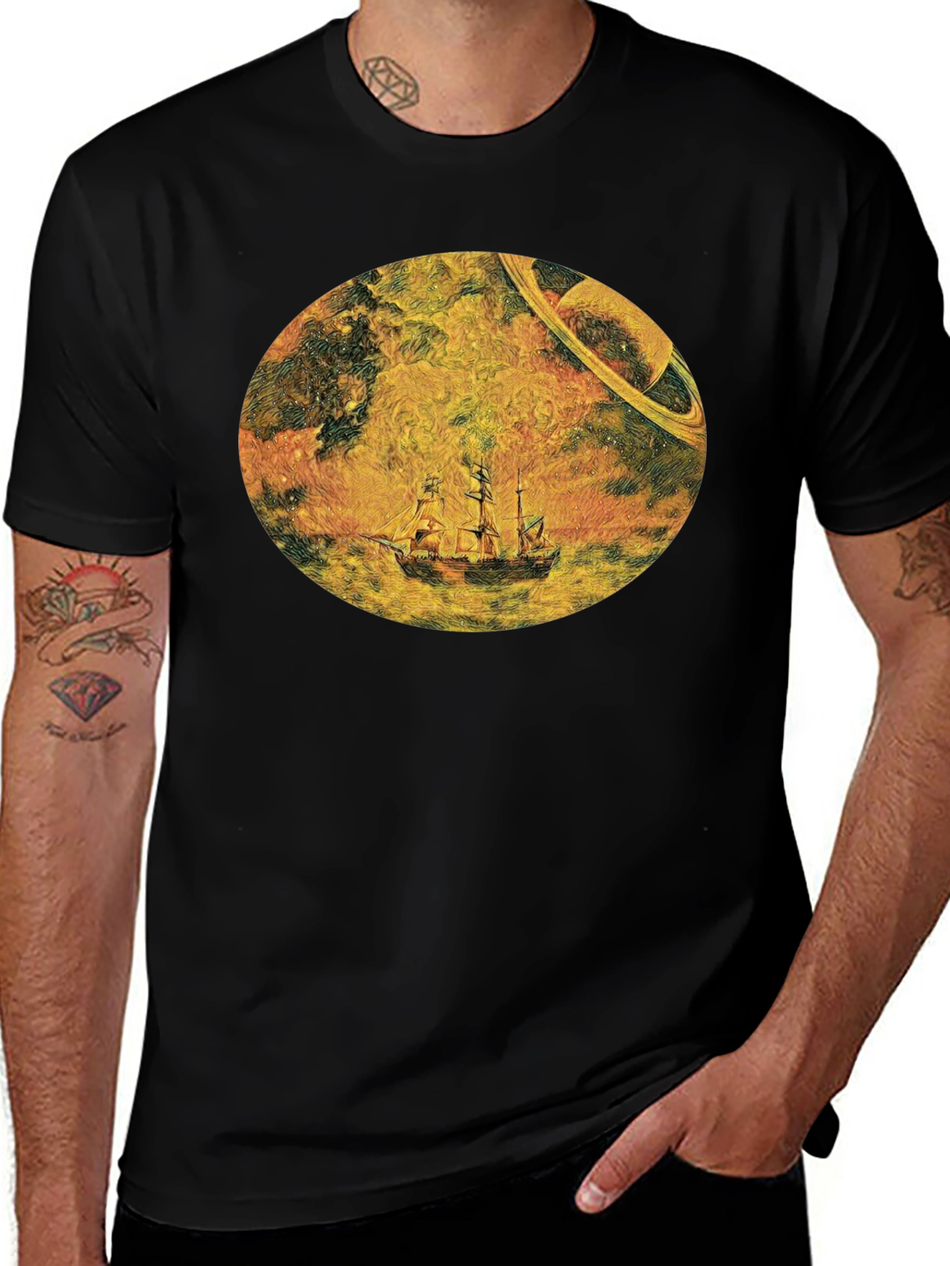 Cosmic Galleon Black T-Shirt