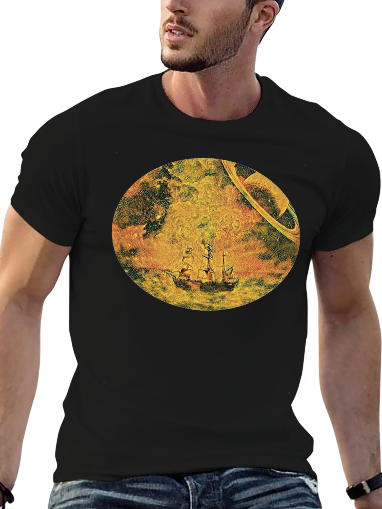Cosmic Galleon Black T-Shirt