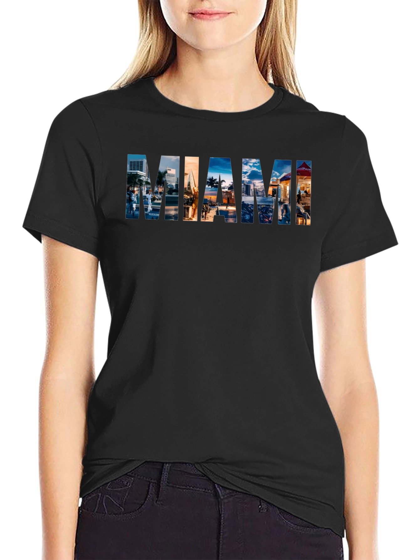 Miami Graphic Print Crew Neck T-Shirt