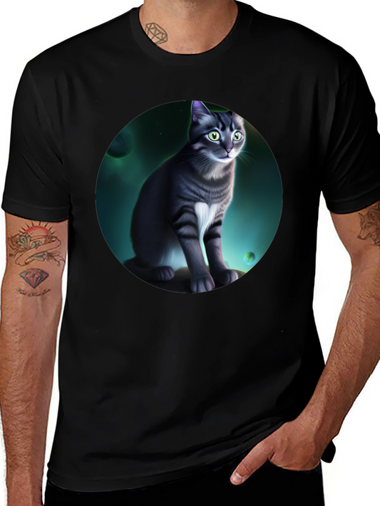 Cosmic Cat Graphic Black T-Shirt