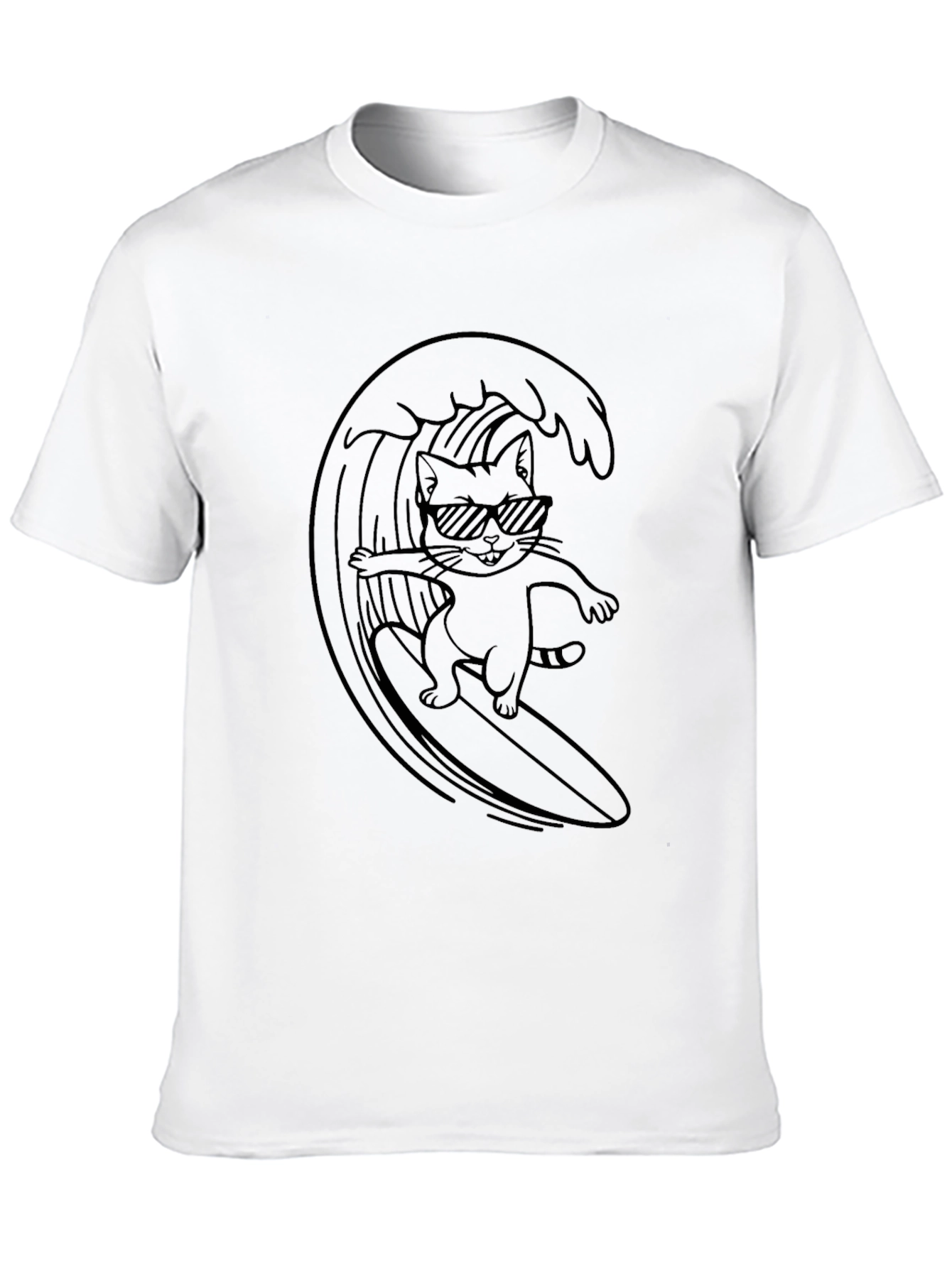 Cool Cat Surfer Graphic T-Shirt