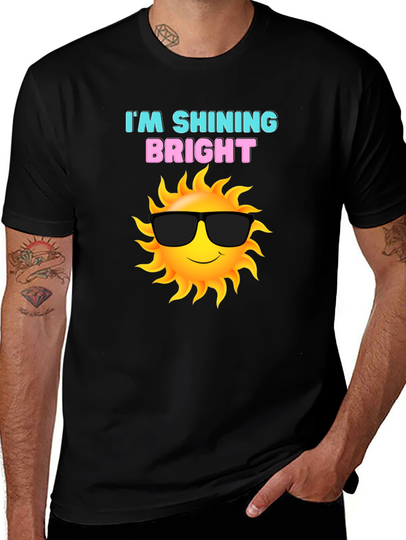 Shining Bright Sun Graphic Tee - Black