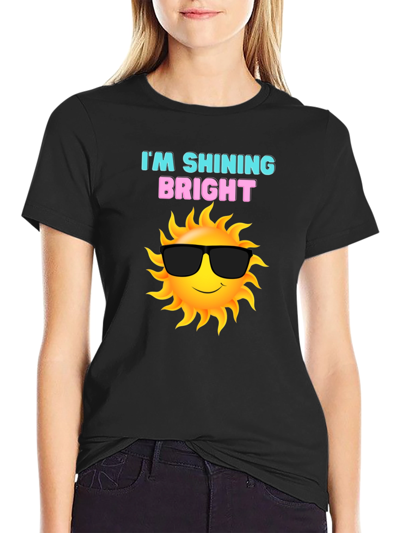 Shining Bright Sun Graphic Tee - Black