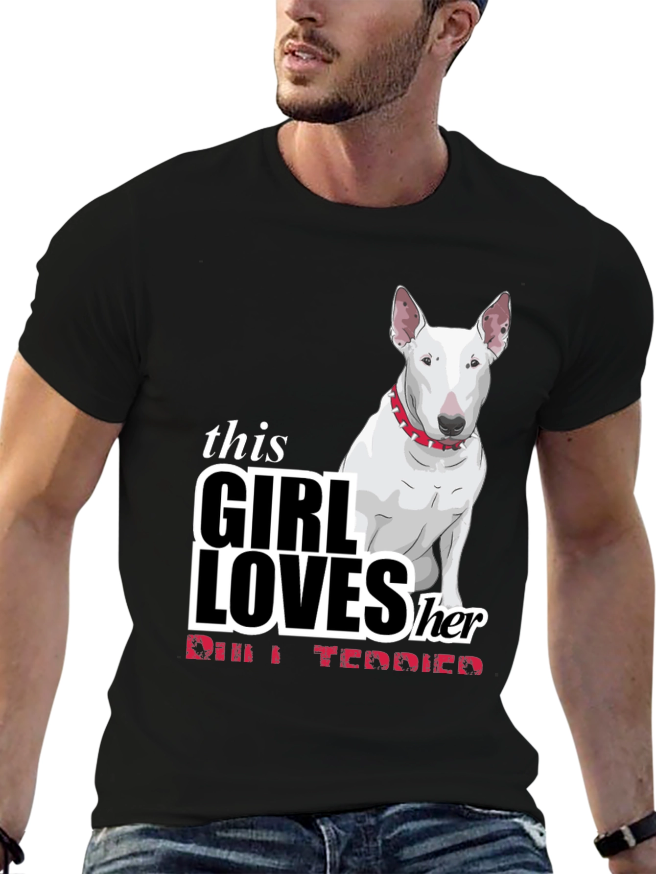 Girl Loves Bull Terrier Black T-Shirt