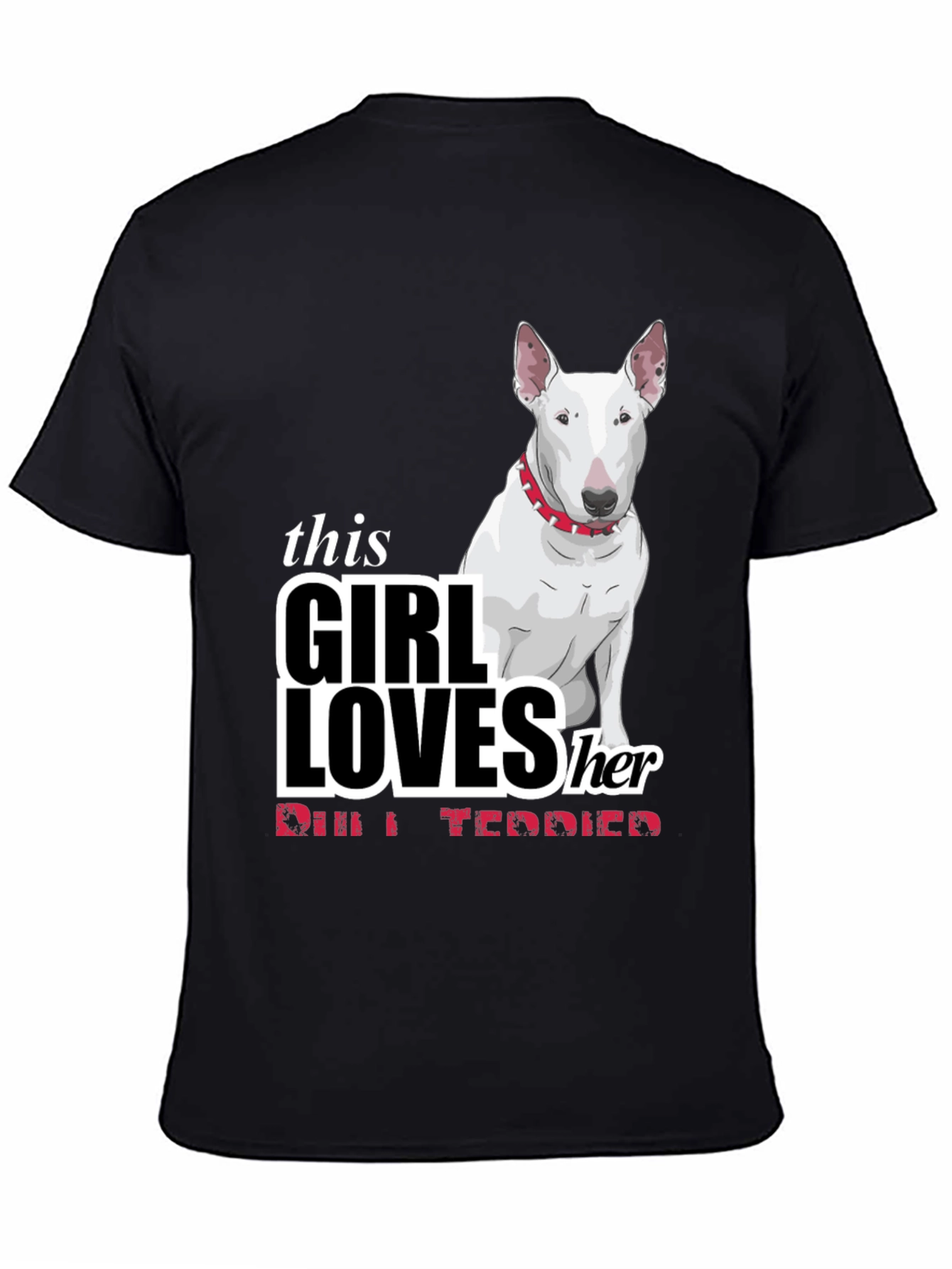 Girl Loves Bull Terrier Black T-Shirt
