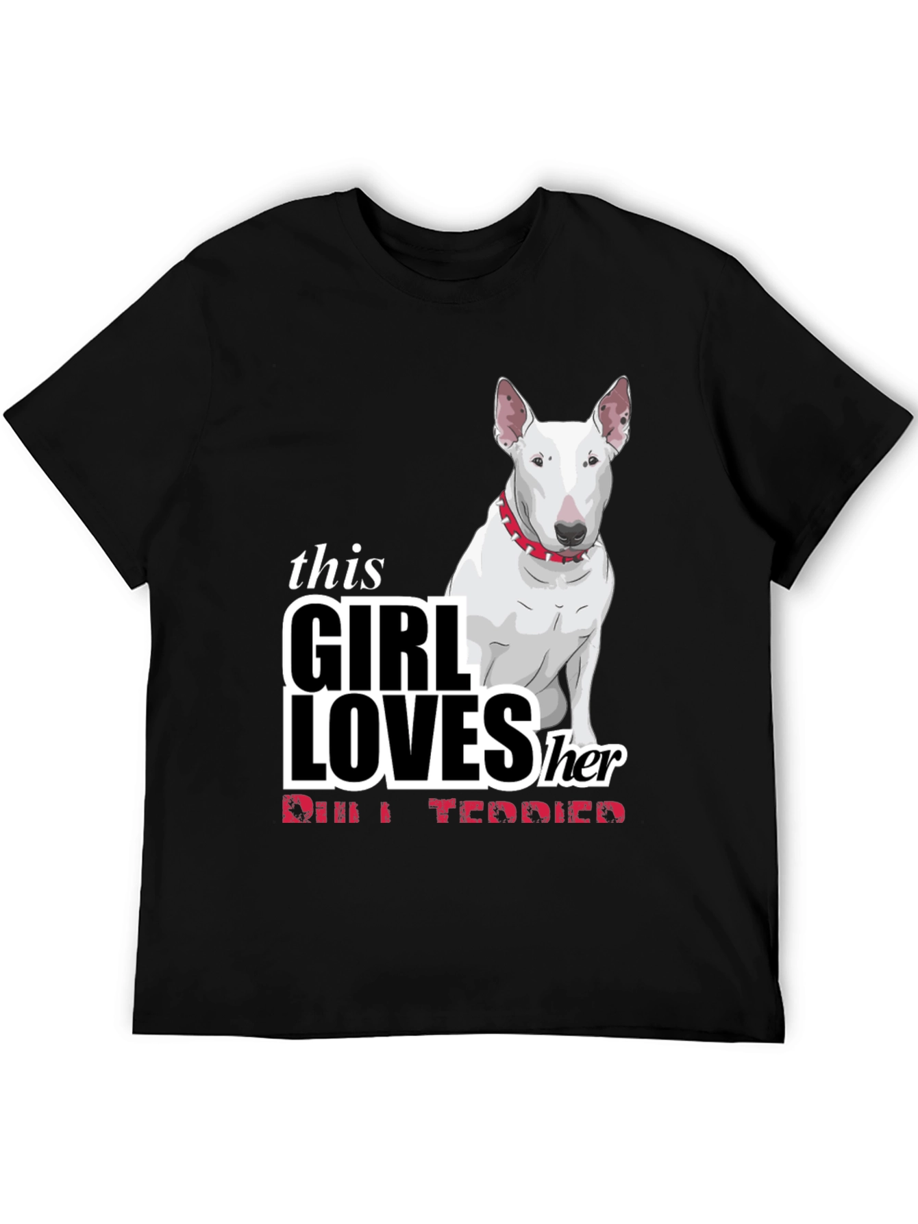 Girl Loves Bull Terrier Black T-Shirt