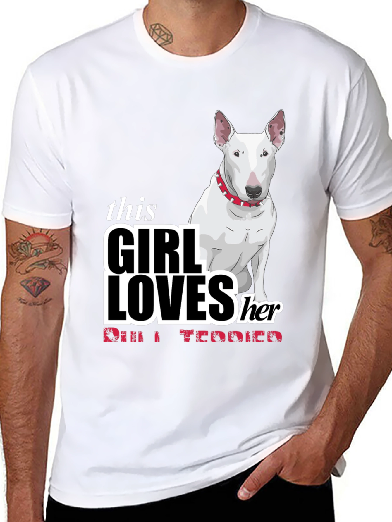 Girl Loves Bull Terrier Black T-Shirt