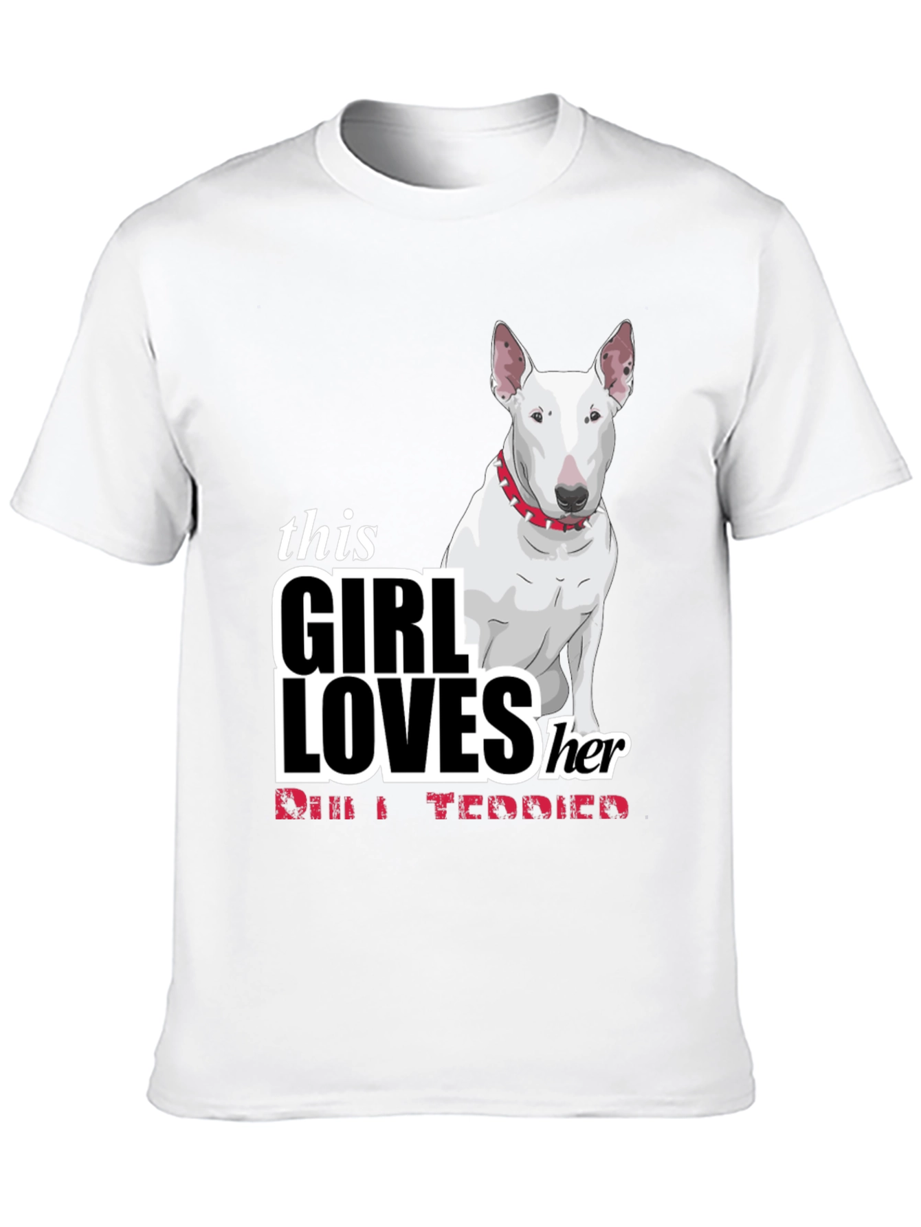 Girl Loves Bull Terrier Black T-Shirt