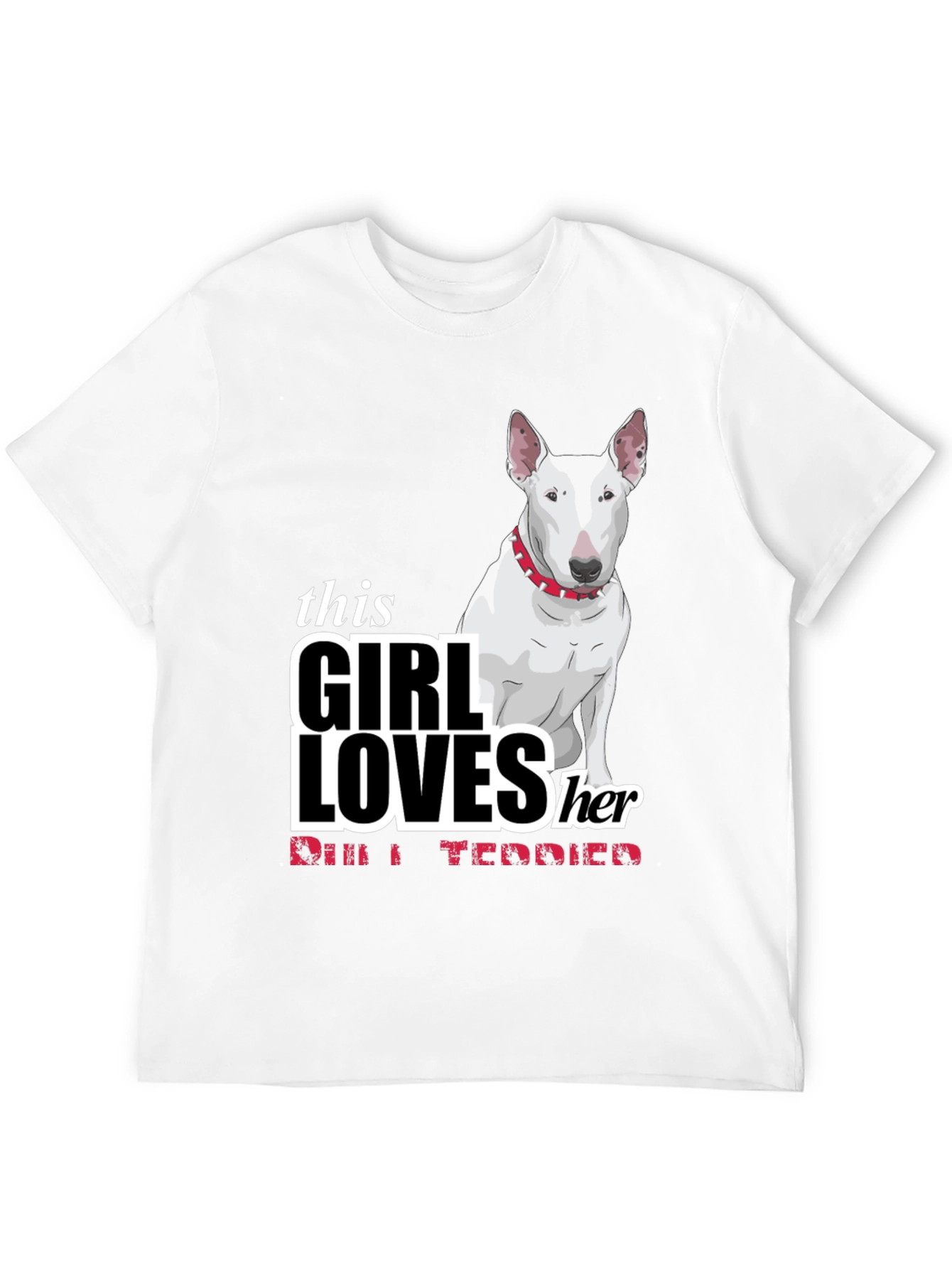Girl Loves Bull Terrier Black T-Shirt
