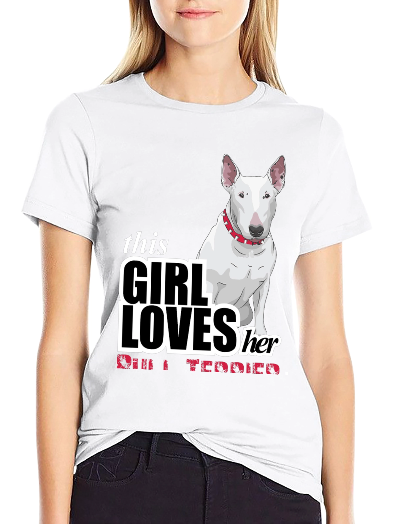 Girl Loves Bull Terrier Black T-Shirt