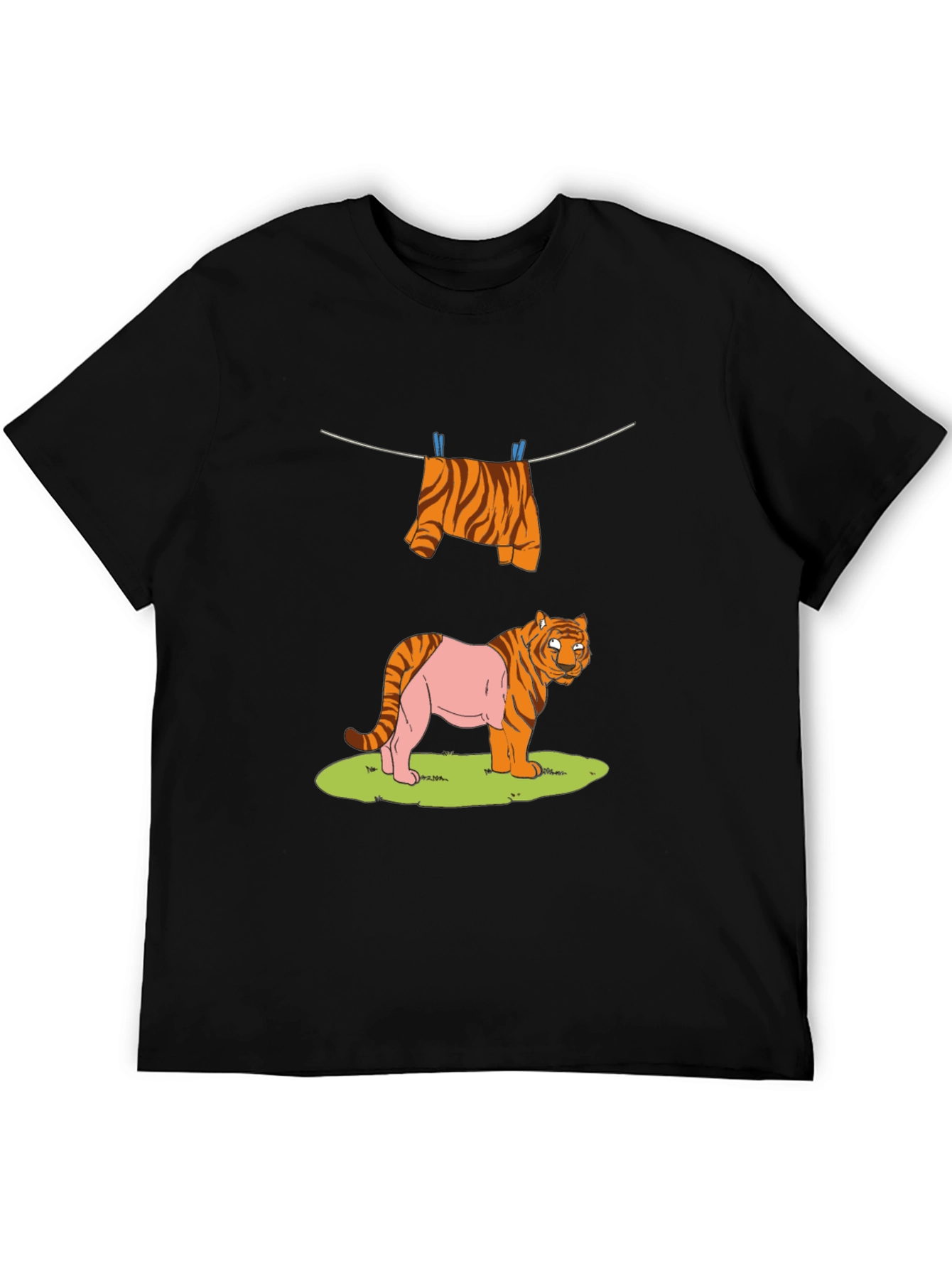 Funny Tiger Clothesline Graphic T-Shirt