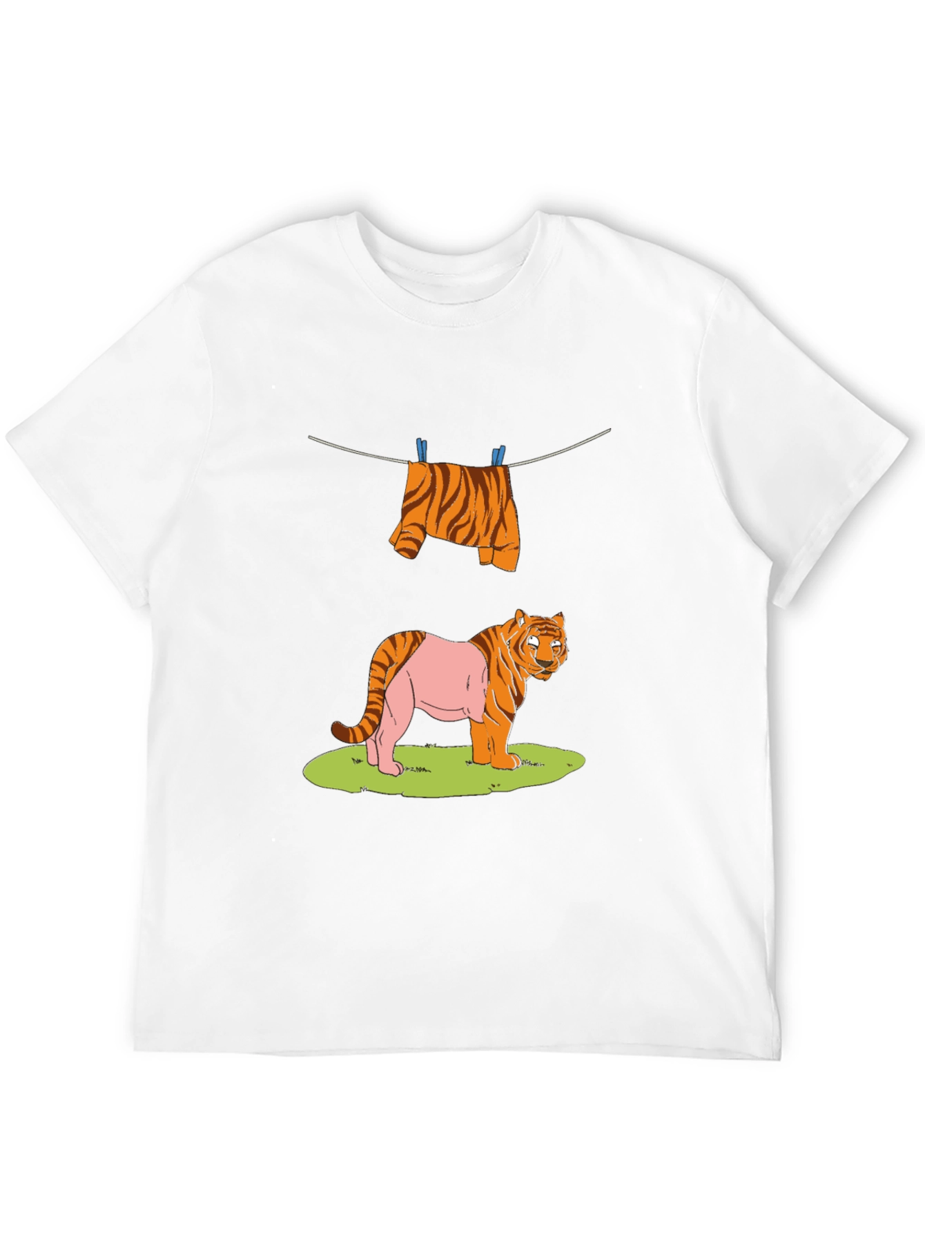 Funny Tiger Clothesline Graphic T-Shirt