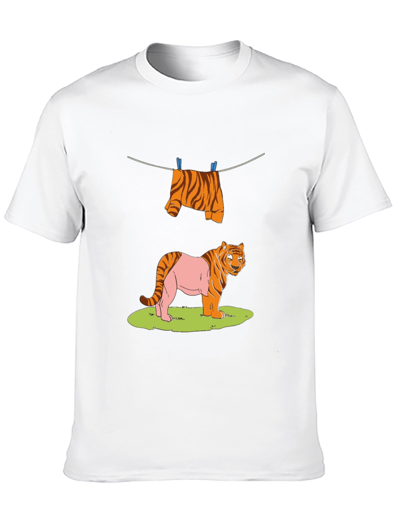 Funny Tiger Clothesline Graphic T-Shirt