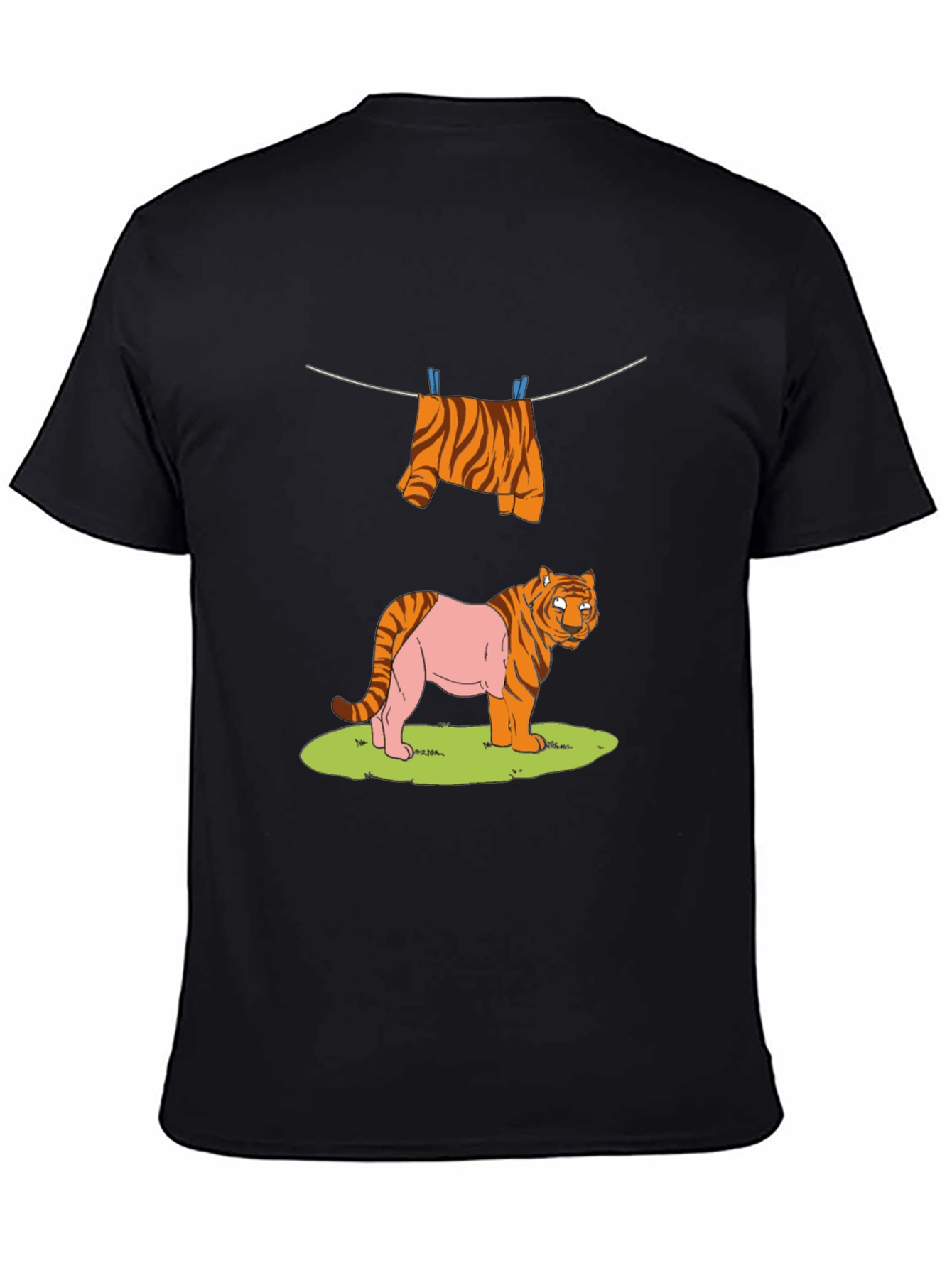 Funny Tiger Clothesline Graphic T-Shirt