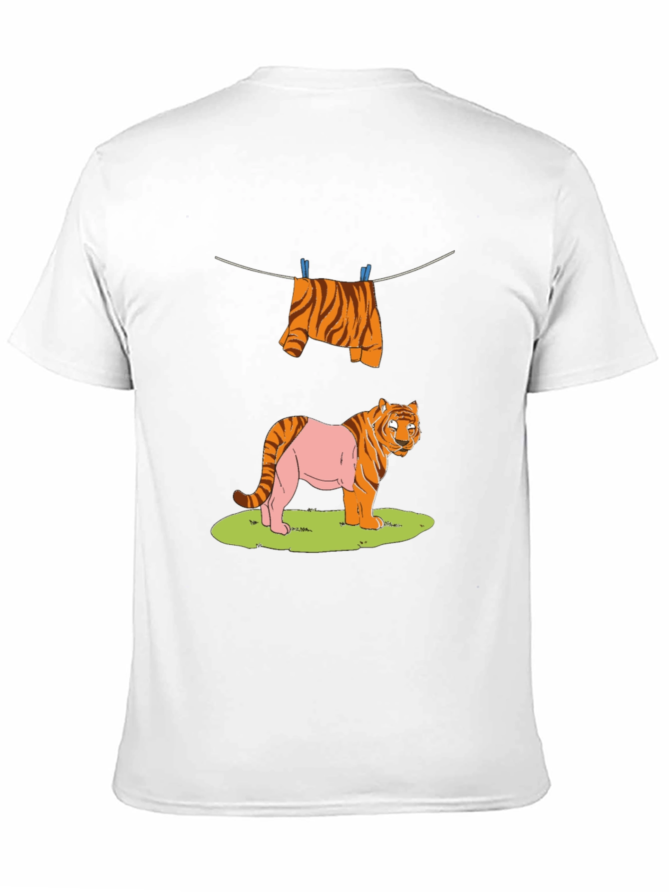 Funny Tiger Clothesline Graphic T-Shirt