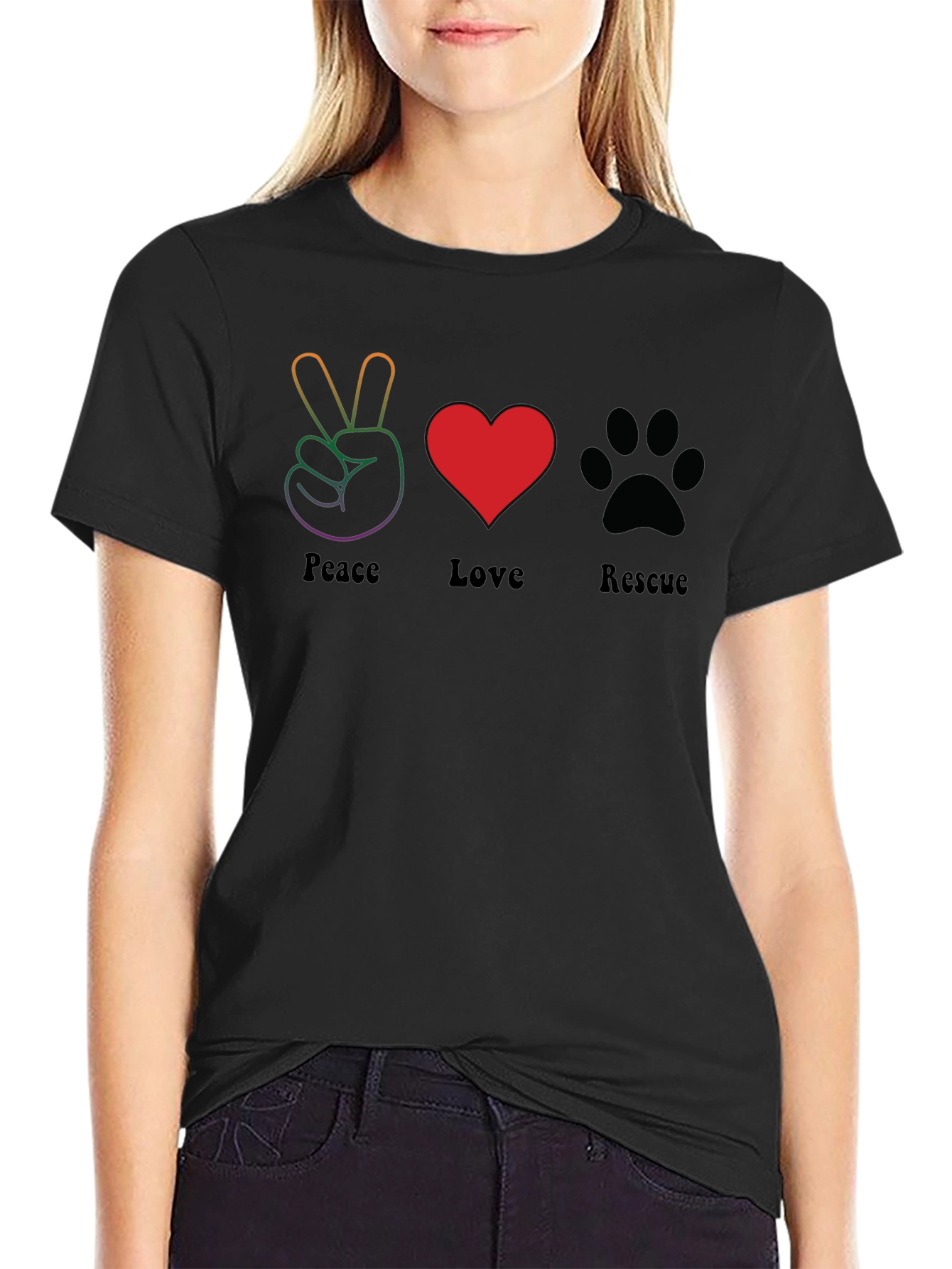 Peace Love Rescue Graphic T-Shirt