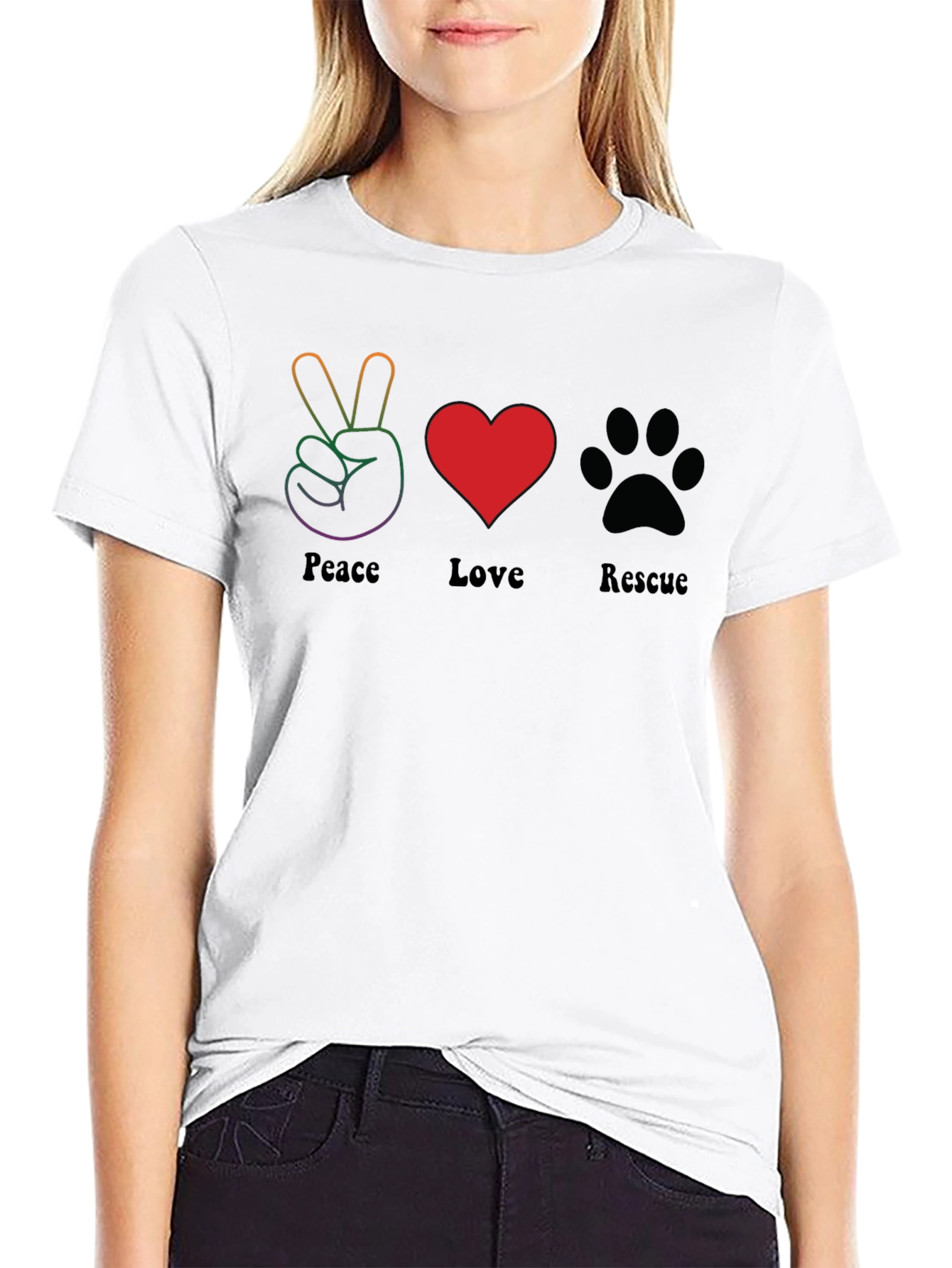 Peace Love Rescue Graphic T-Shirt