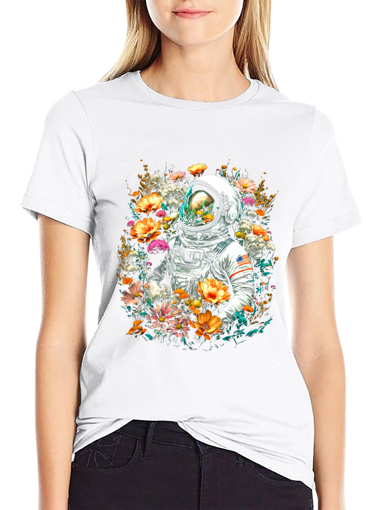 Floral Astronaut Graphic T-Shirt