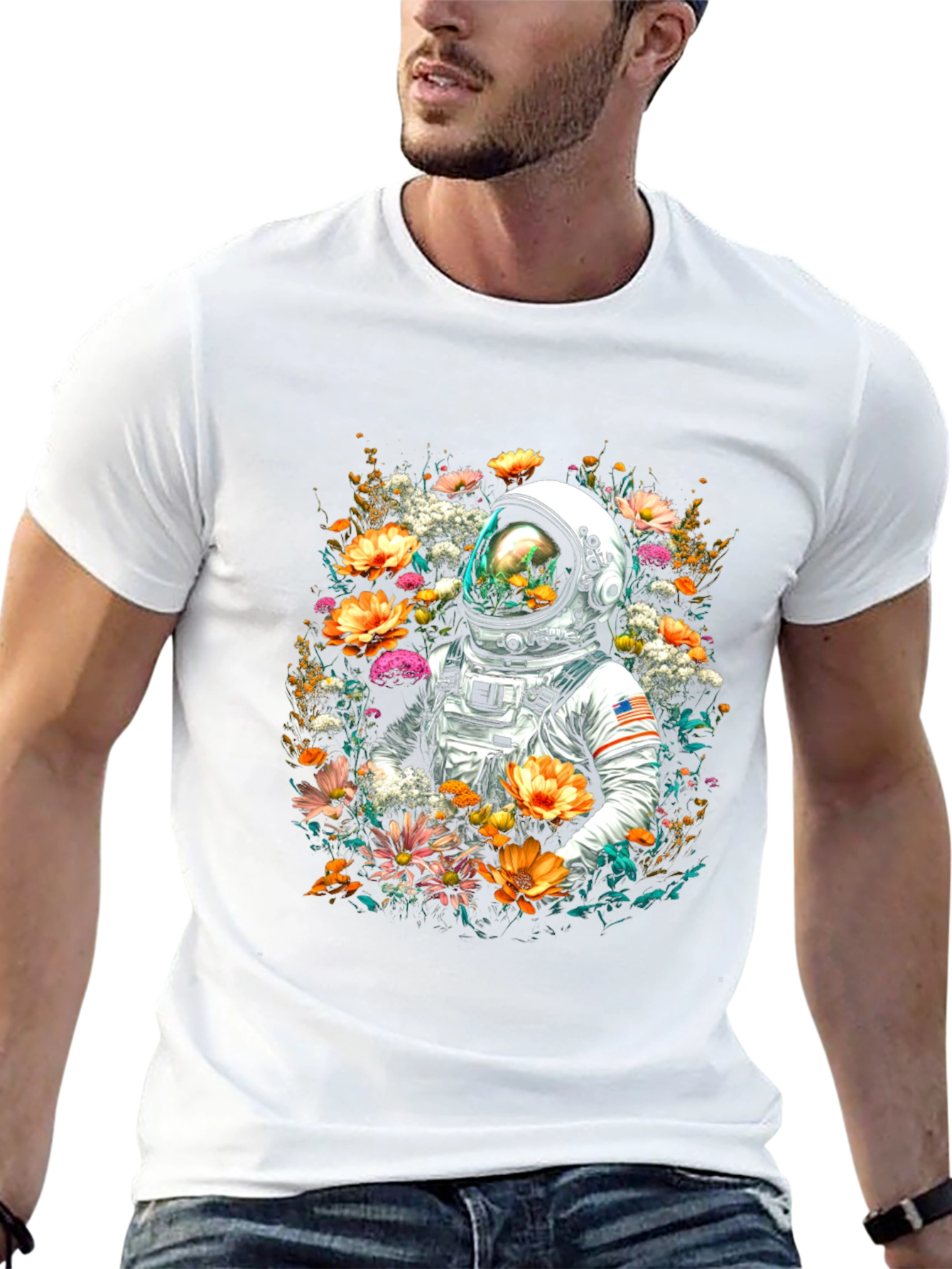 Floral Astronaut Graphic T-Shirt