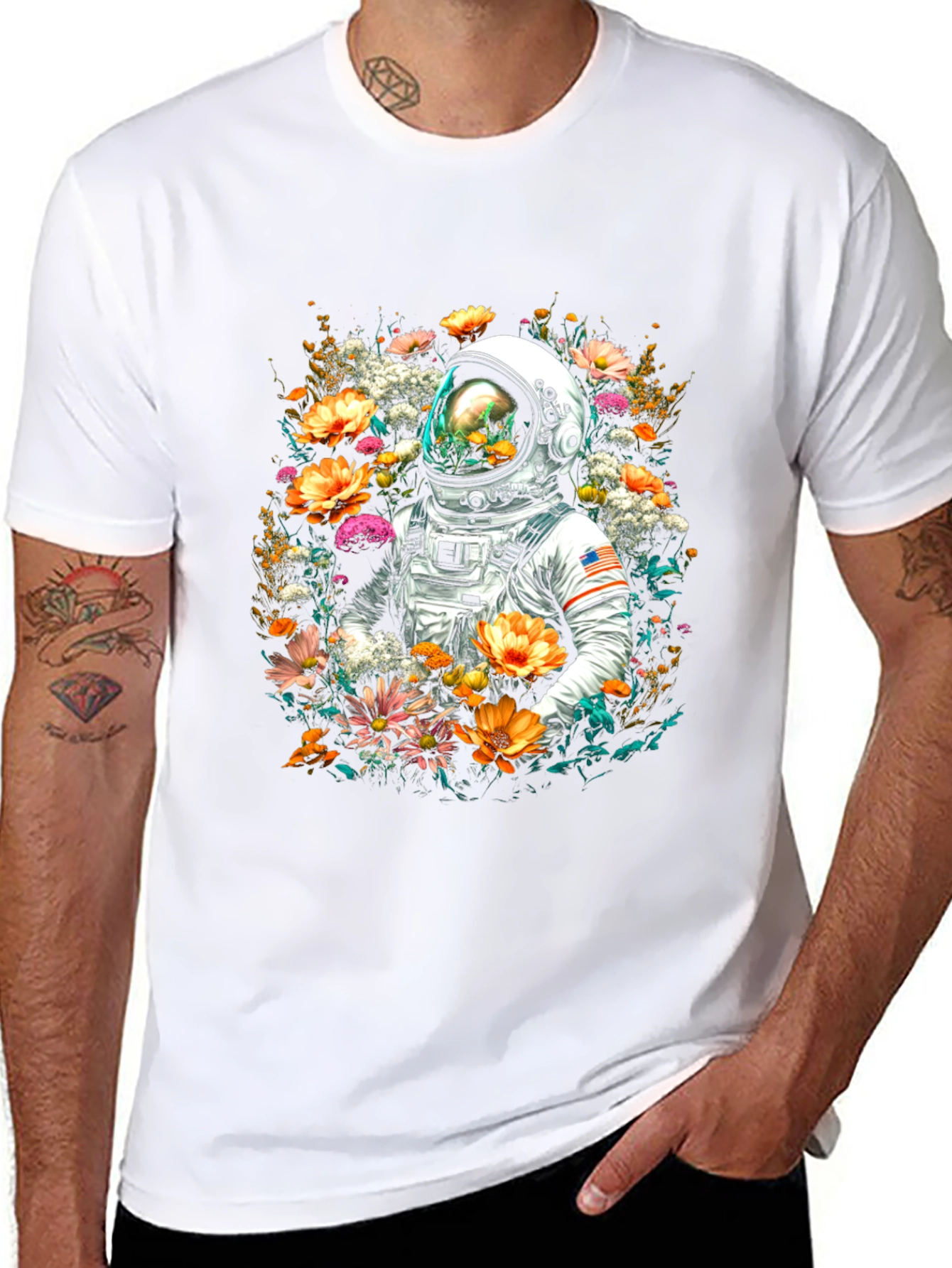 Floral Astronaut Graphic T-Shirt