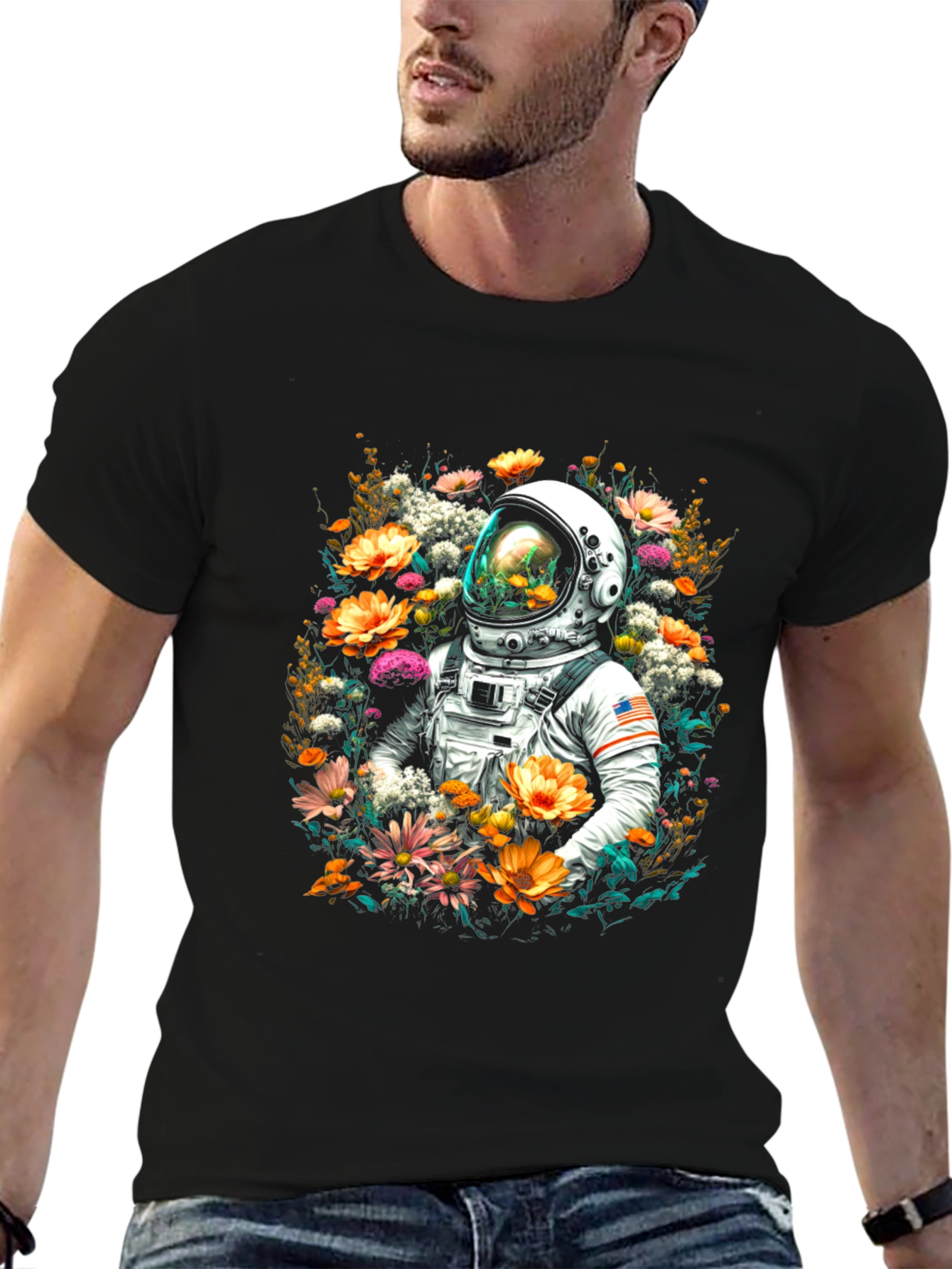 Floral Astronaut Graphic T-Shirt