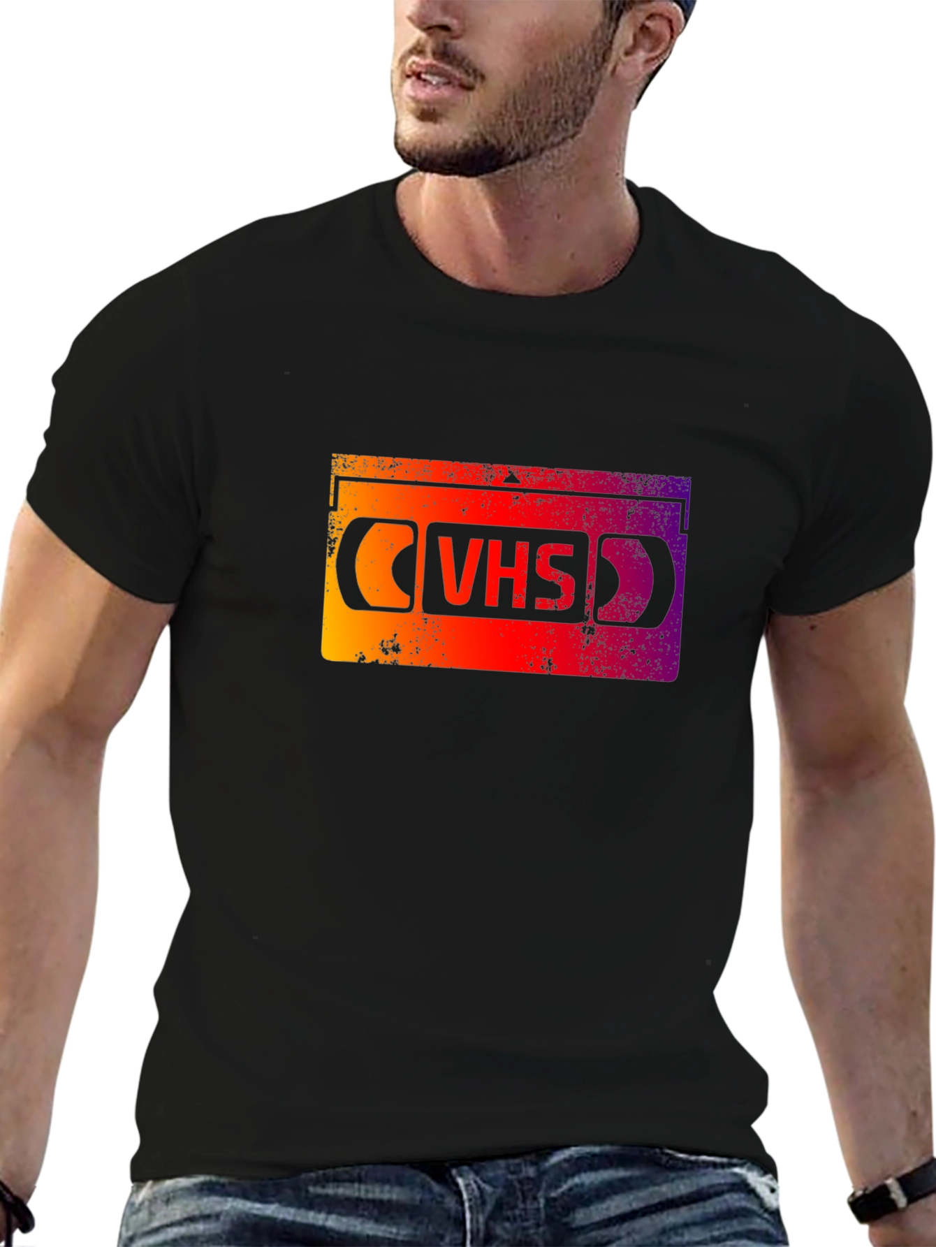 Retro VHS Tape Graphic Tee - Black