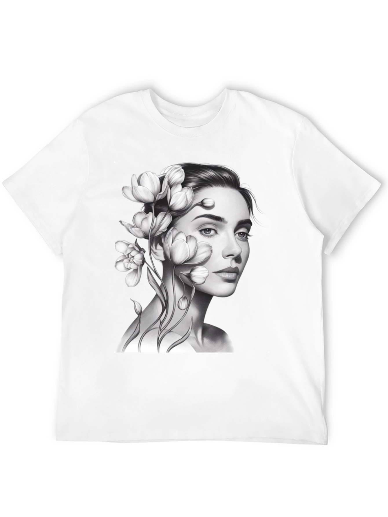 Floral Woman Graphic T-Shirt - Black