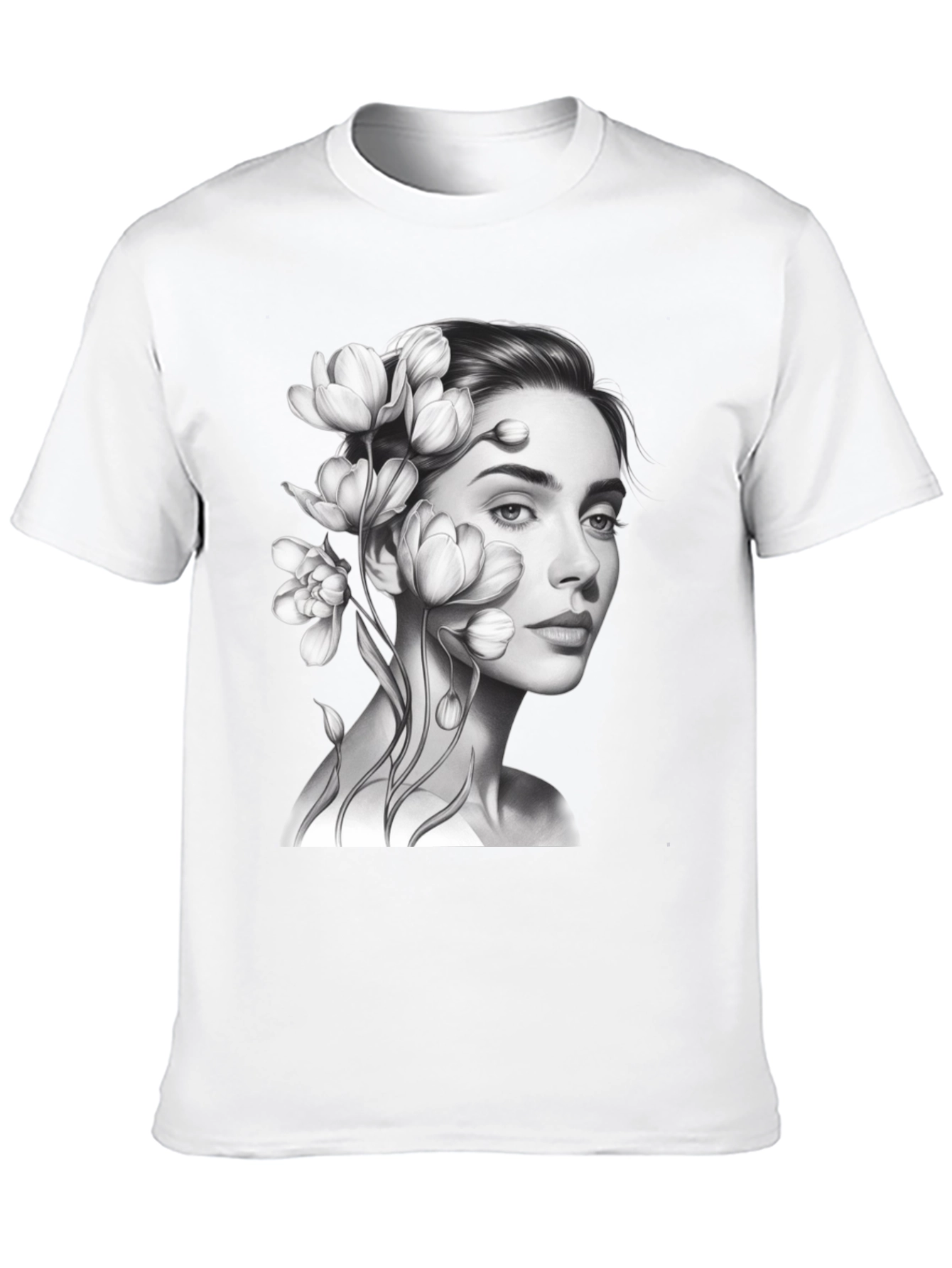 Floral Woman Graphic T-Shirt - Black