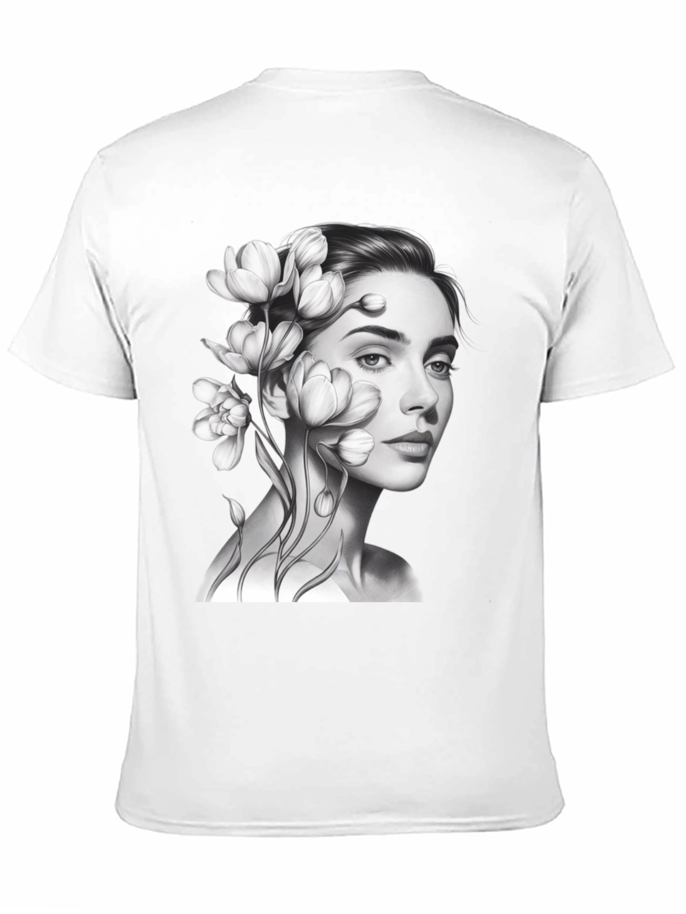 Floral Woman Graphic T-Shirt - Black