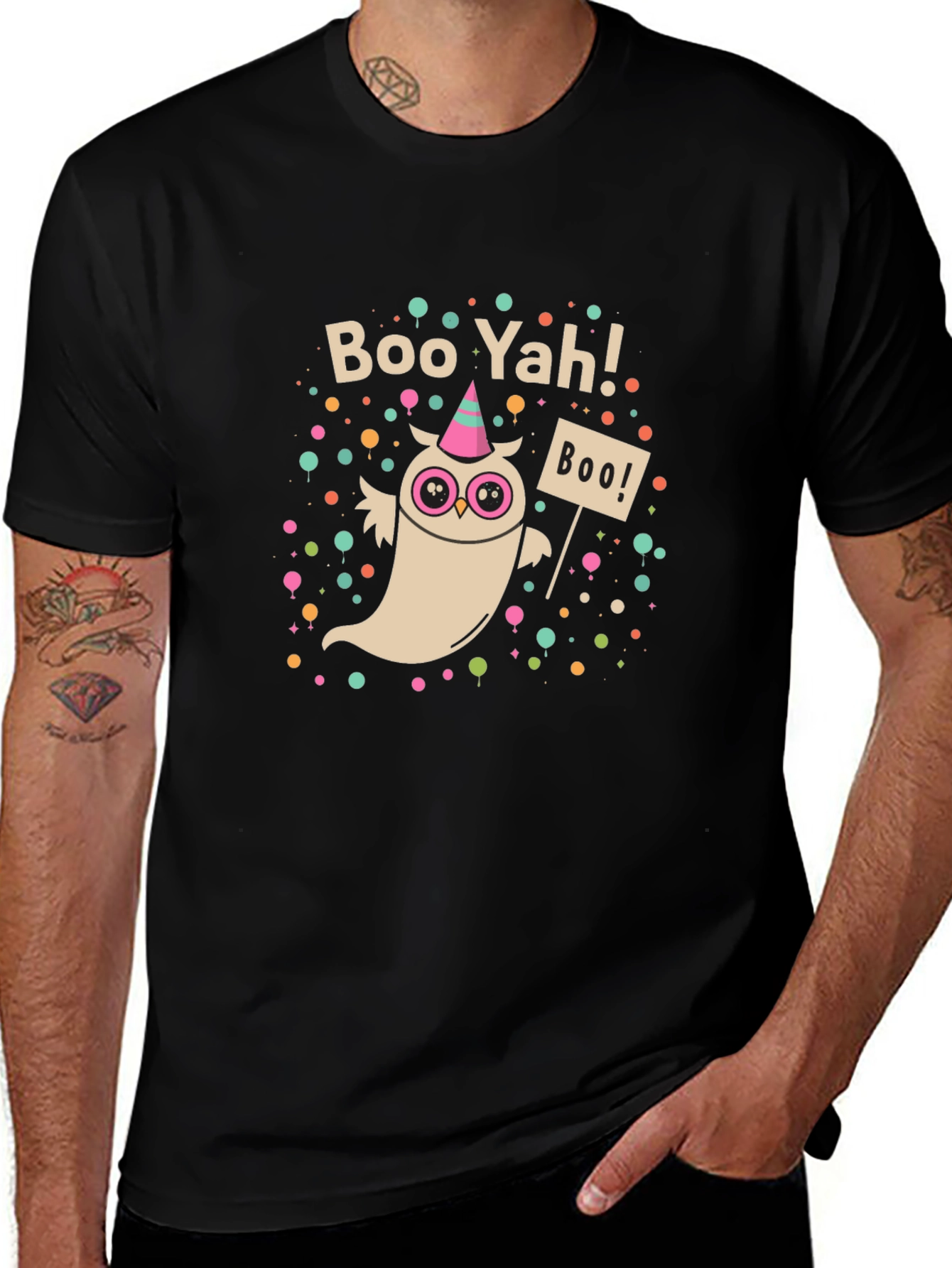 Boo Yah! Ghost Graphic Black T-Shirt