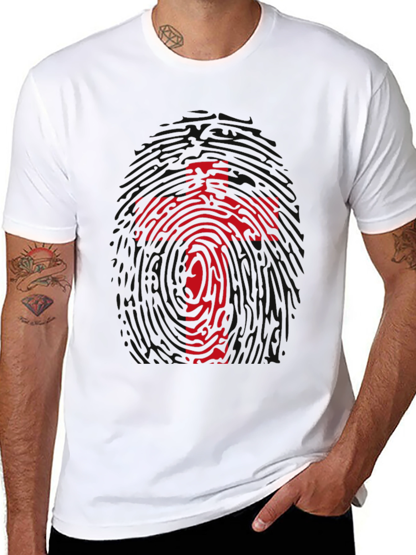 Fingerprint Cross Graphic Tee - Black