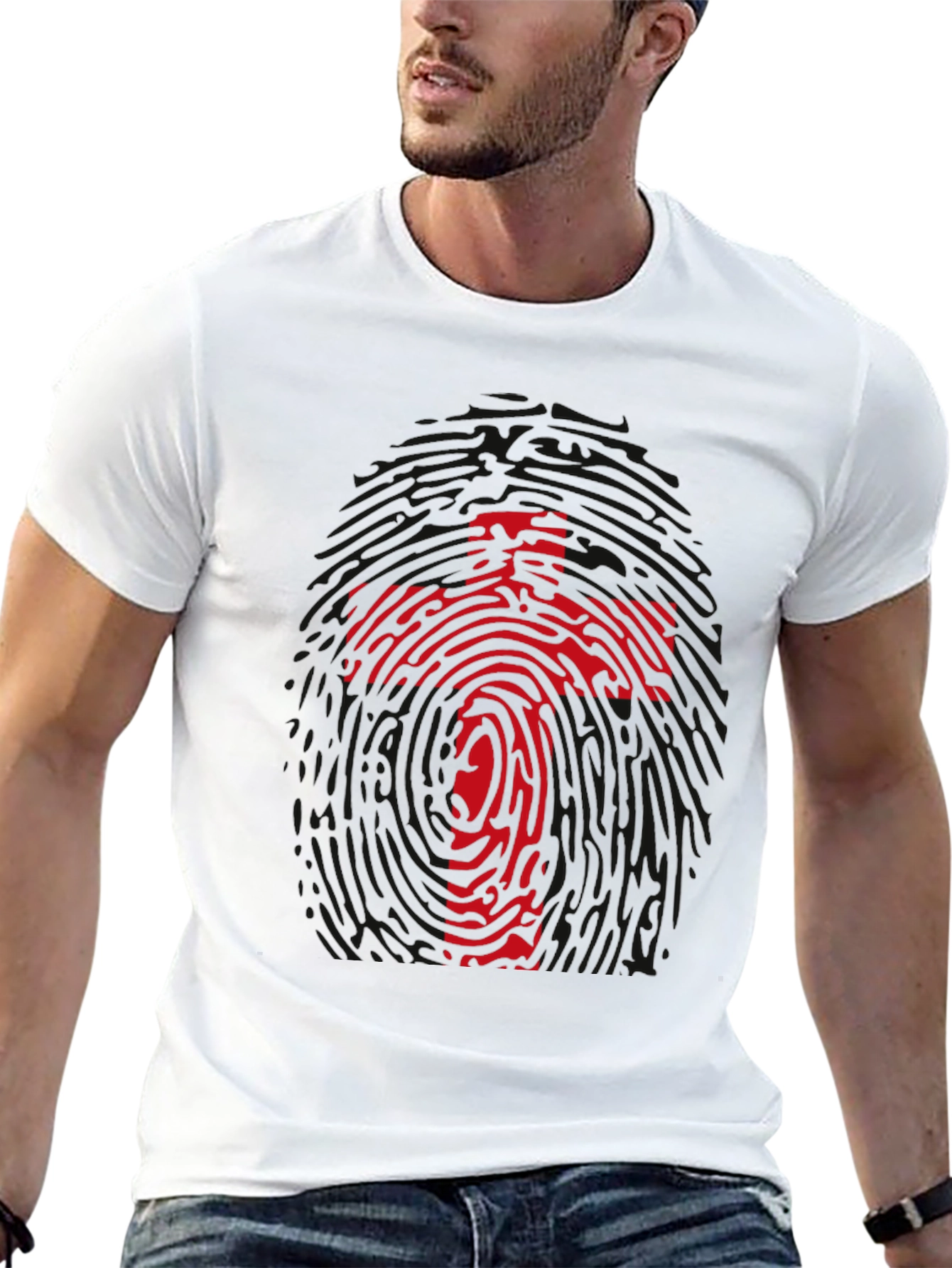 Fingerprint Cross Graphic Tee - Black