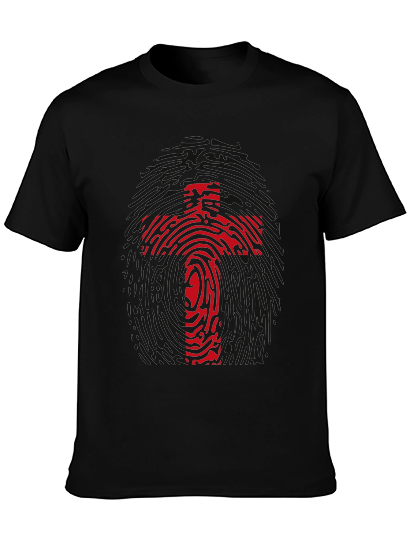 Fingerprint Cross Graphic Tee - Black