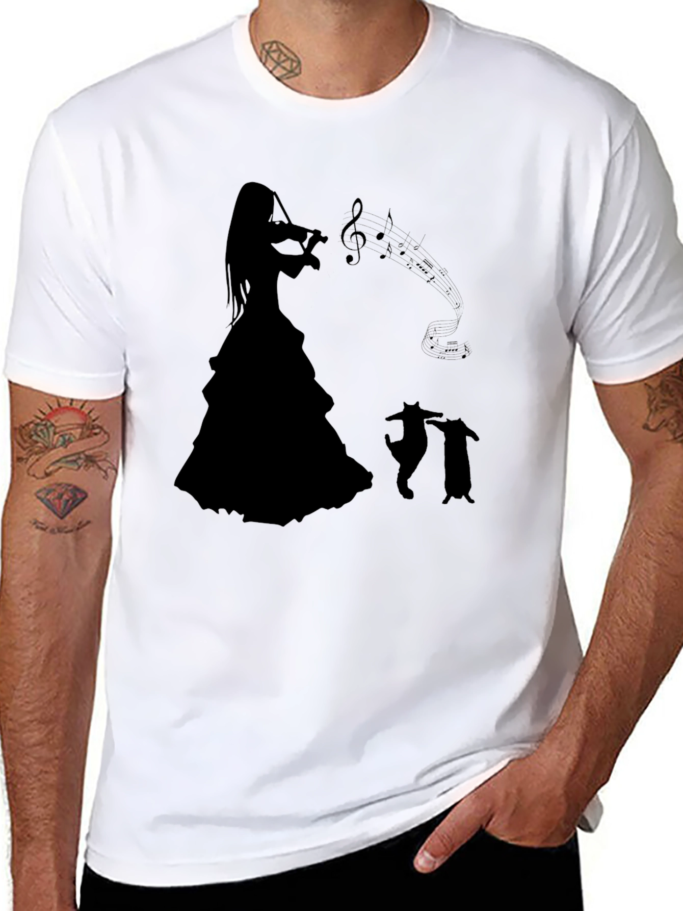 Violin Player Graphic Tee - Black Unisex Shirt