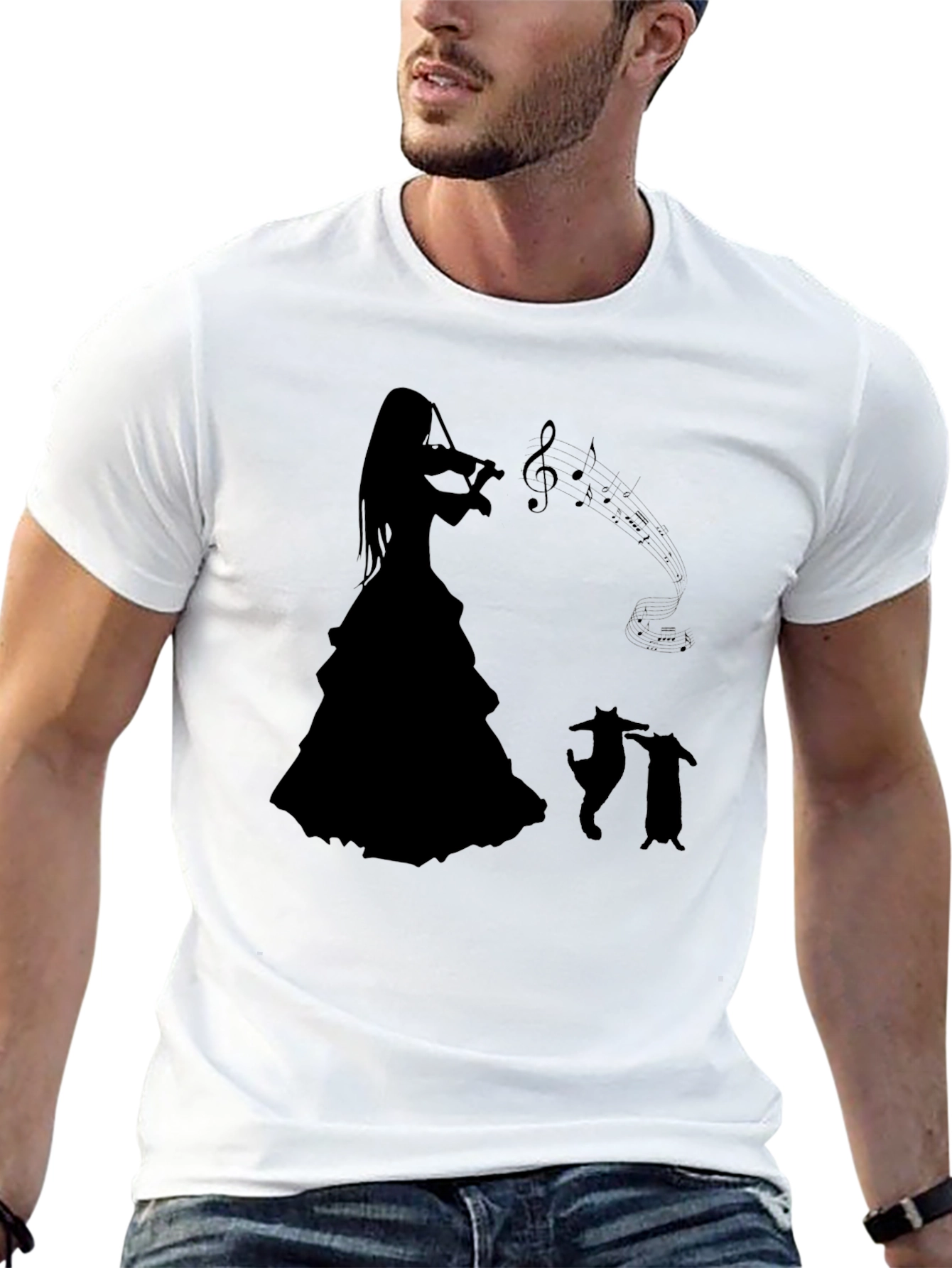 Violin Player Graphic Tee - Black Unisex Shirt