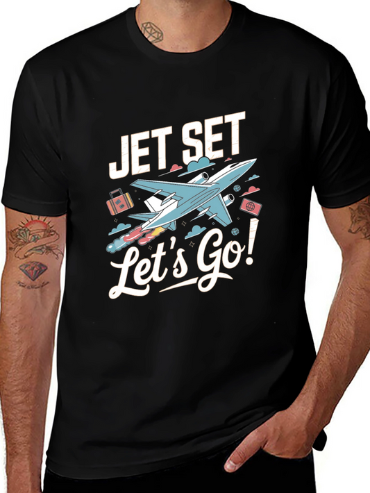 Jet Set Lets Go Black T-Shirt