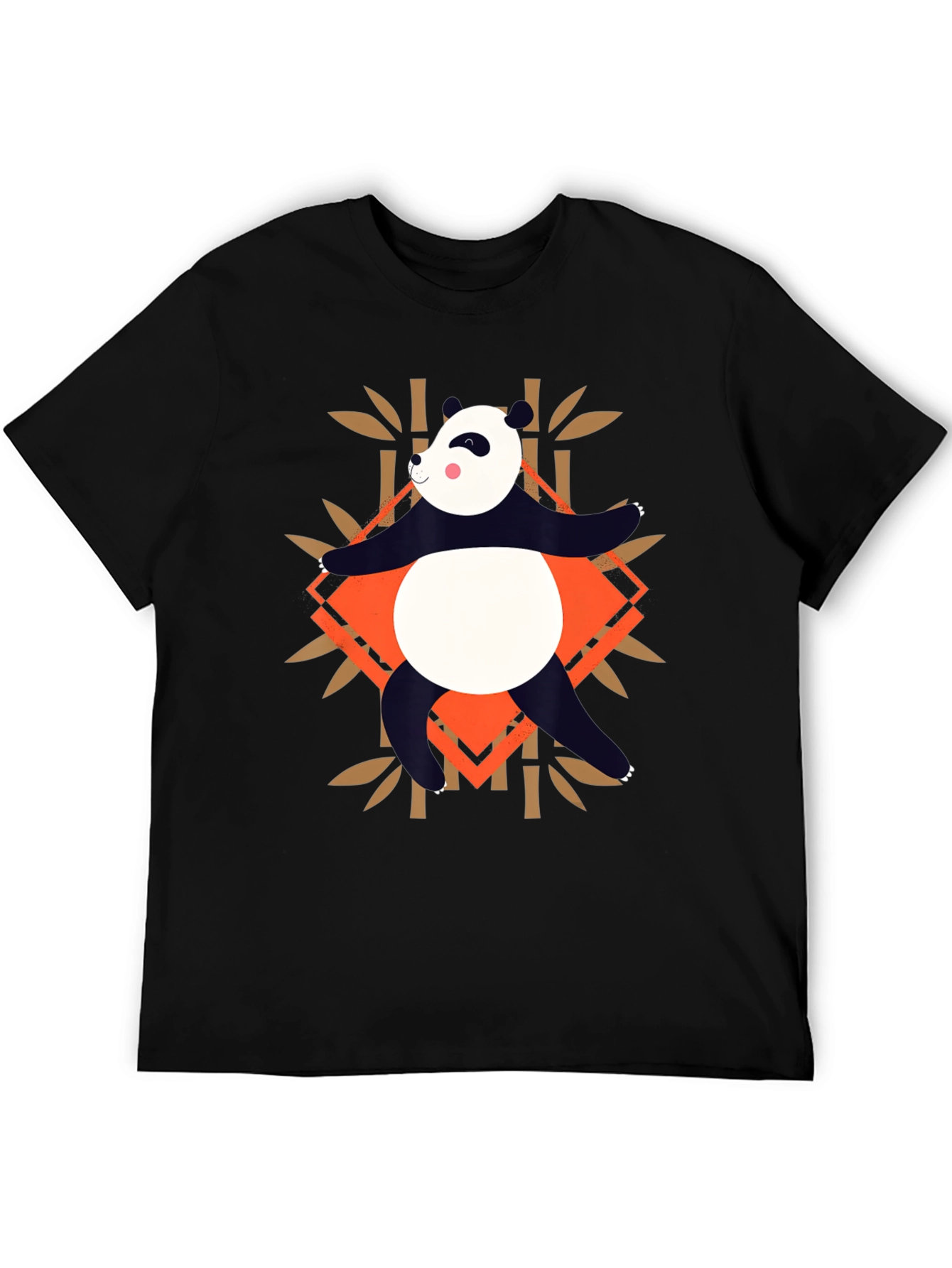 Panda Bamboo Graphic T-Shirt - Casual Black Tee