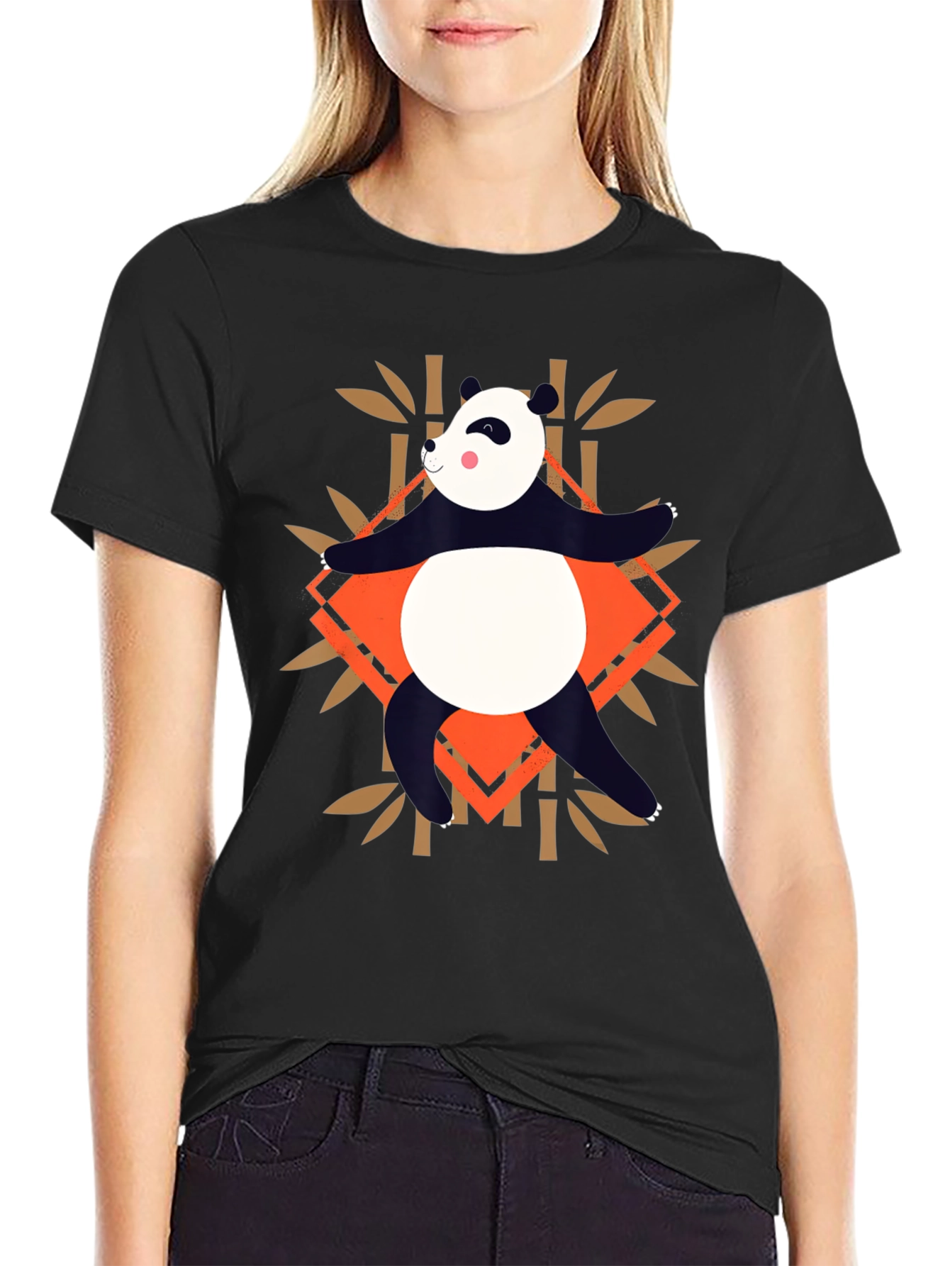 Panda Bamboo Graphic T-Shirt - Casual Black Tee